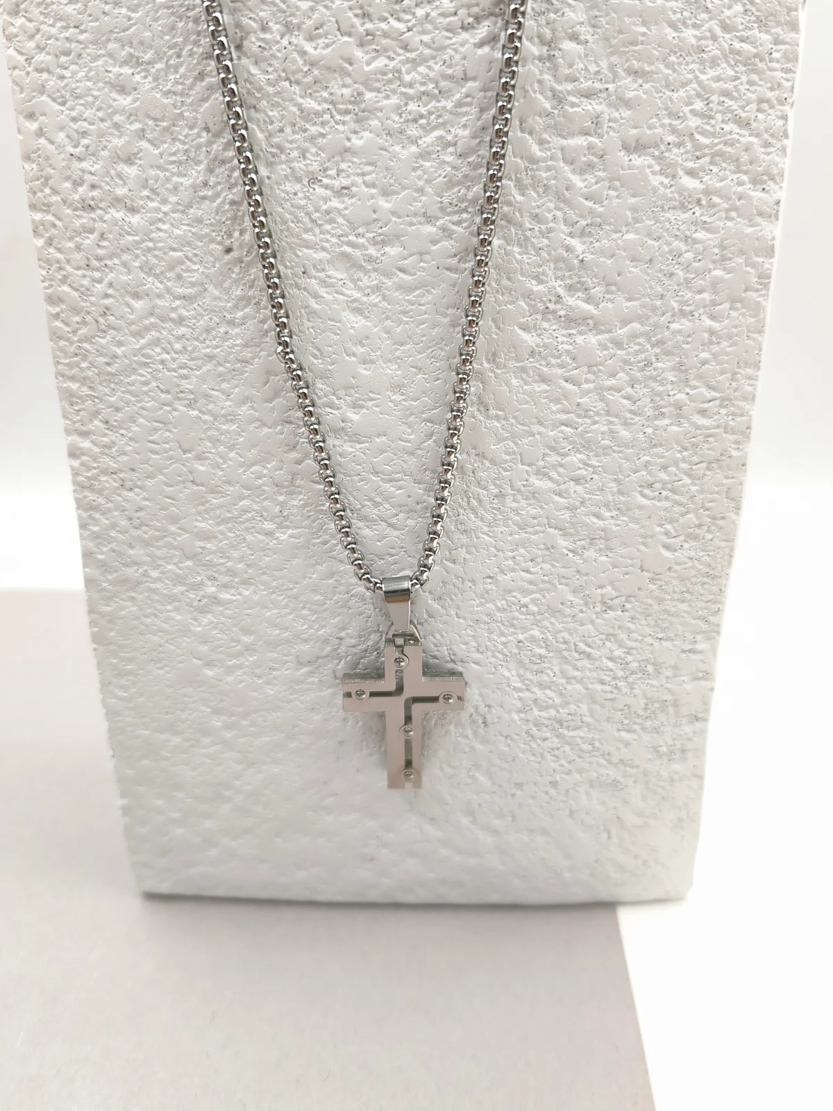 Stainless Steel Necklace with Cross by Magis Handmade Jewels – view 3