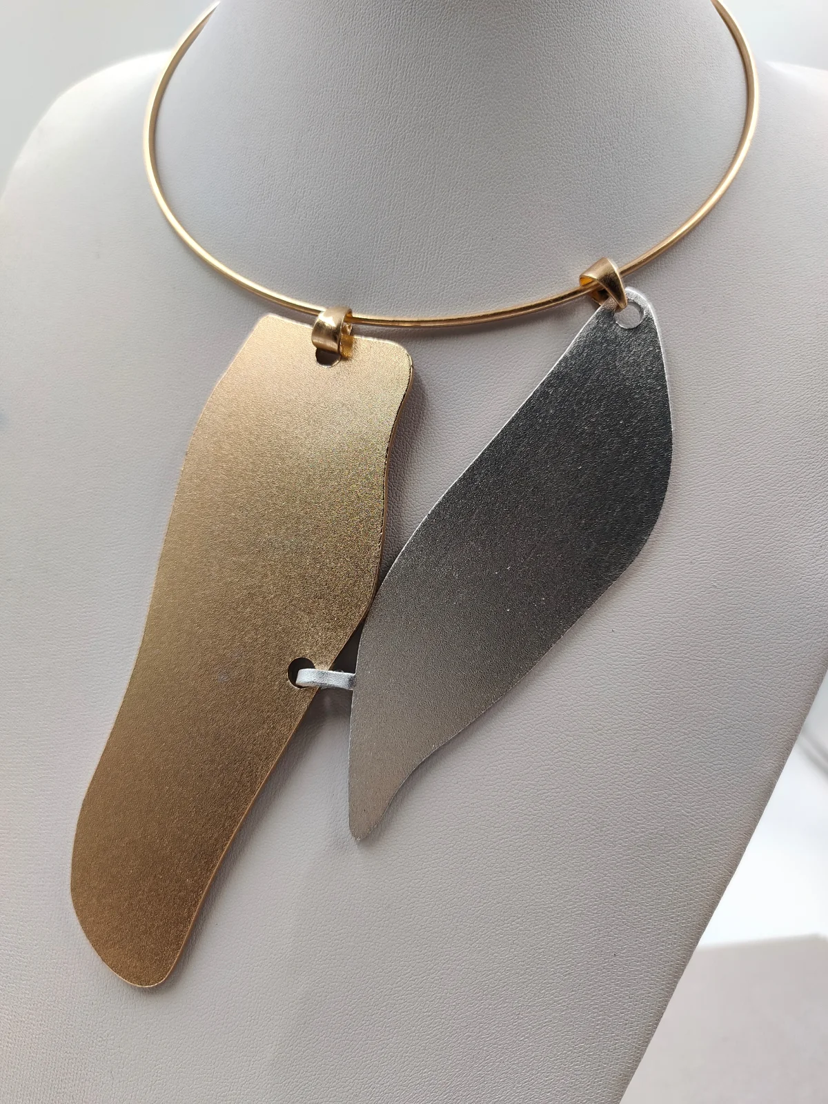 Choker Necklace with Brass Irregular Shapes by Magis Handmade Jewels – view 3
