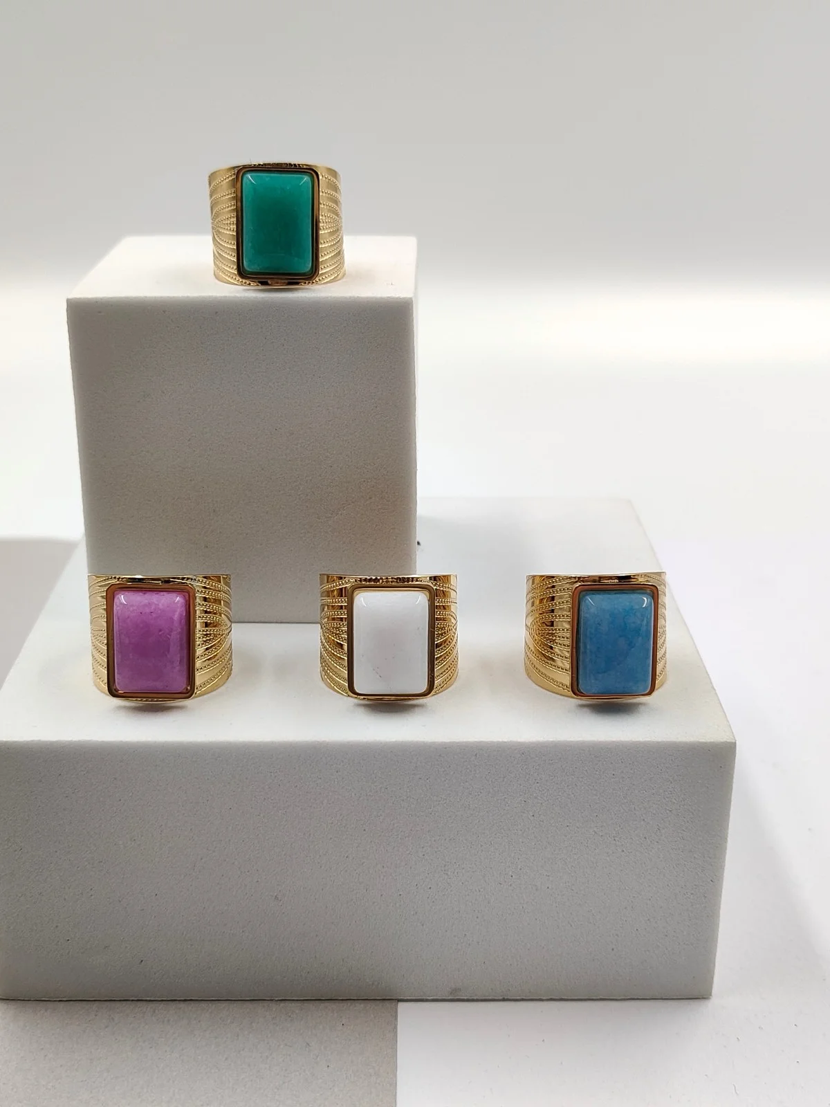 Stainless Steel Ring with Nephrite Jade Stone by Magis Handmade Jewels – view 2