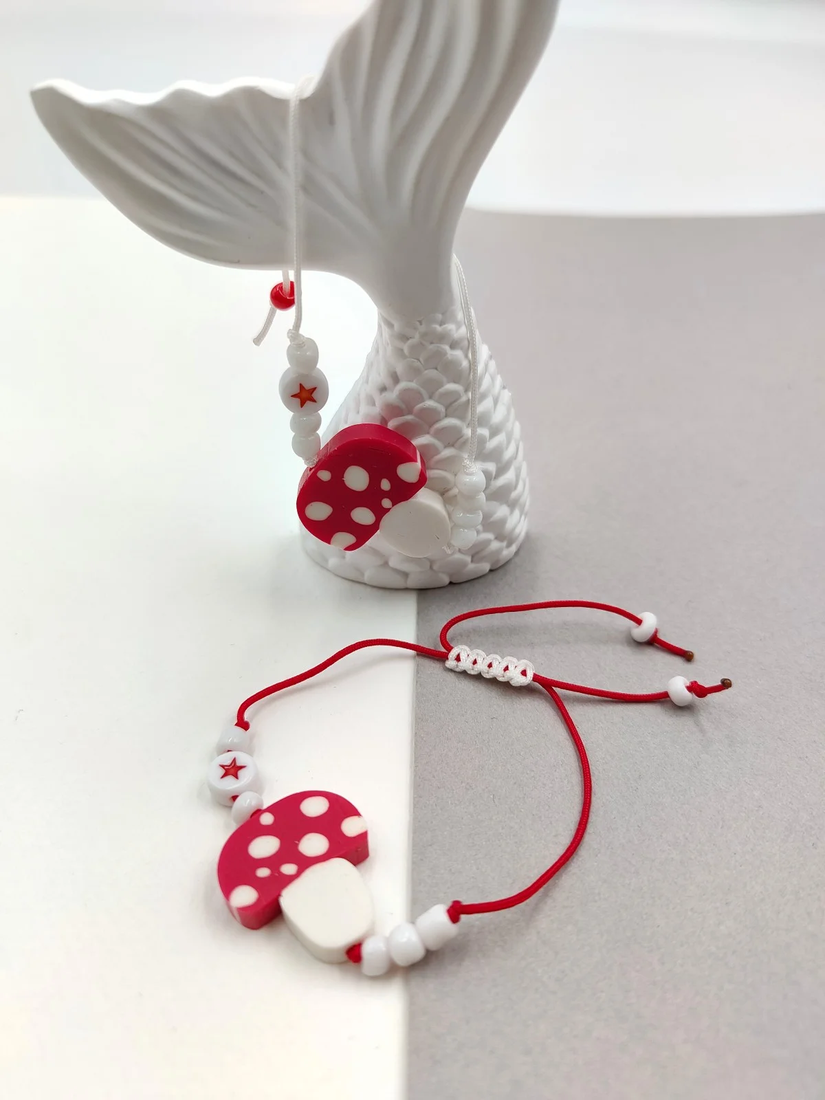 Bracelet with Beads and Polymer-Clay Mushroom by Magis Handmade Jewels – view 2