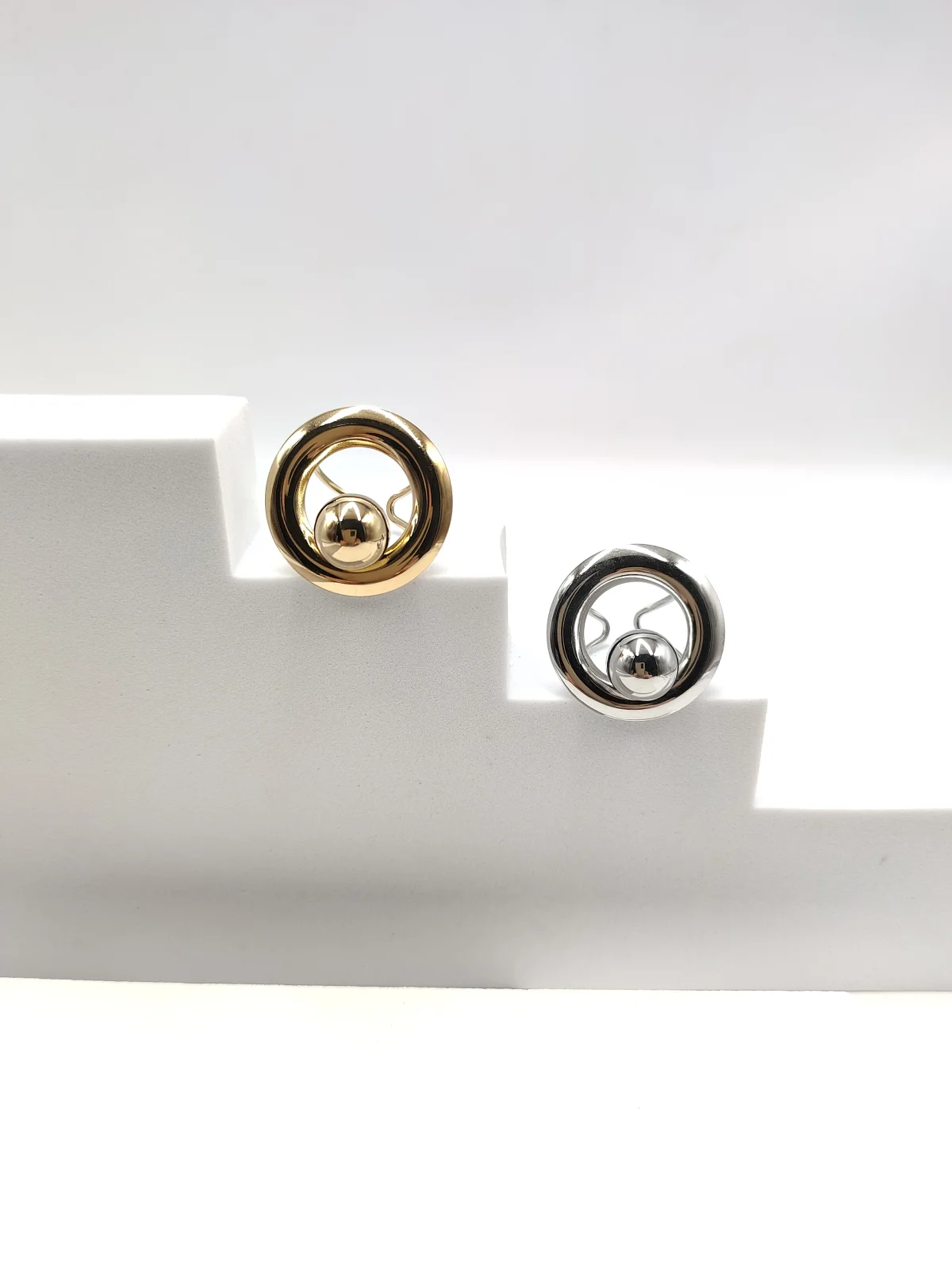 Stainless Steel Ring with Circle and Bead by Magis Handmade Jewels – view 2