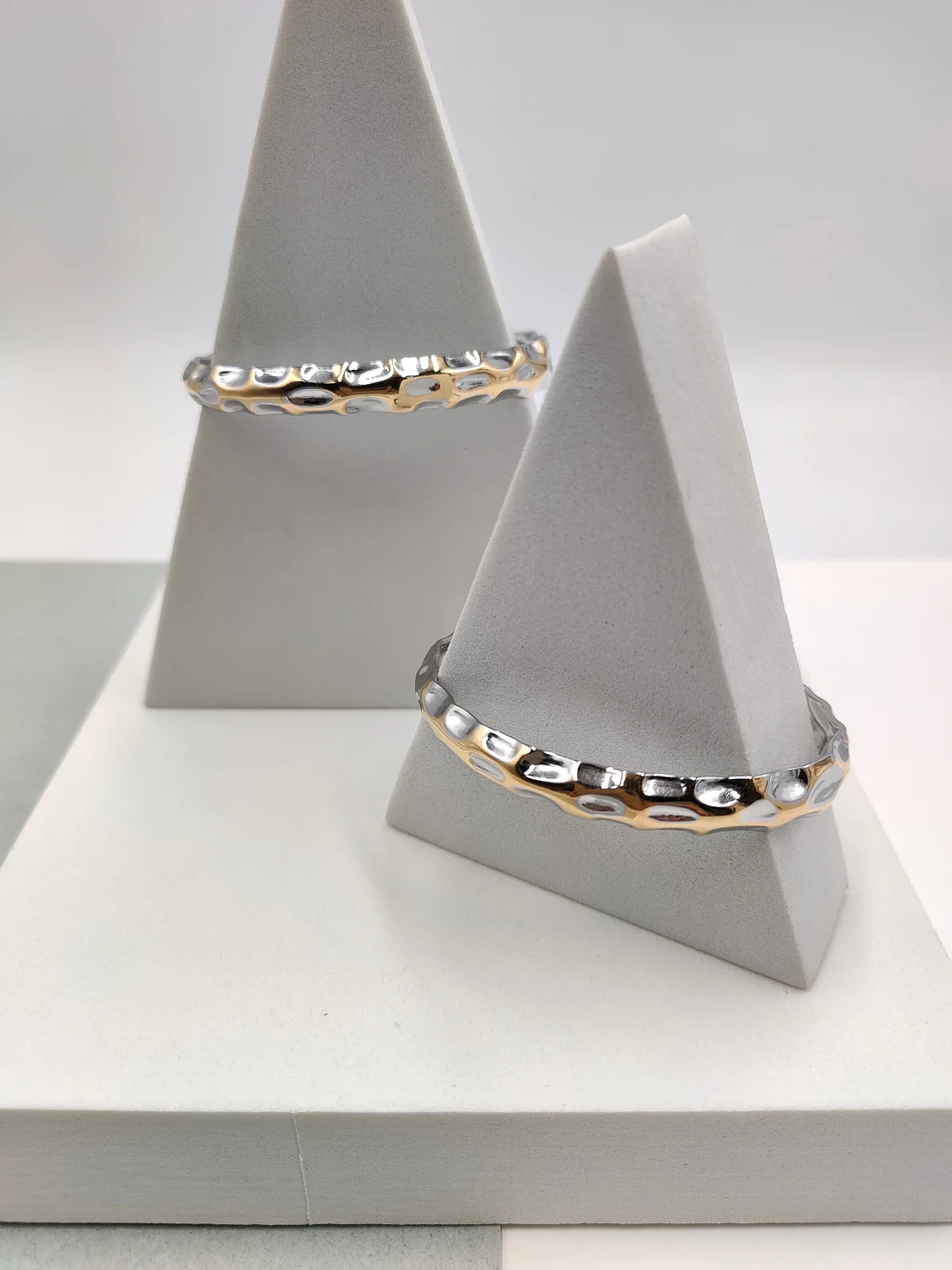 Stainless Steel Two-Tone Embossed Bracelet by Magis Handmade Jewels – view 3