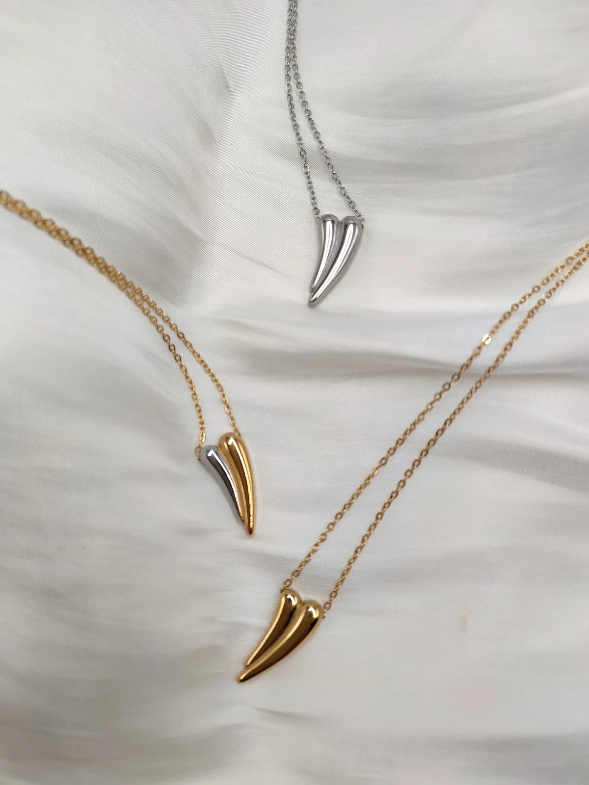 Stainless Steel Necklace with Heart by Magis Handmade Jewels – view 3