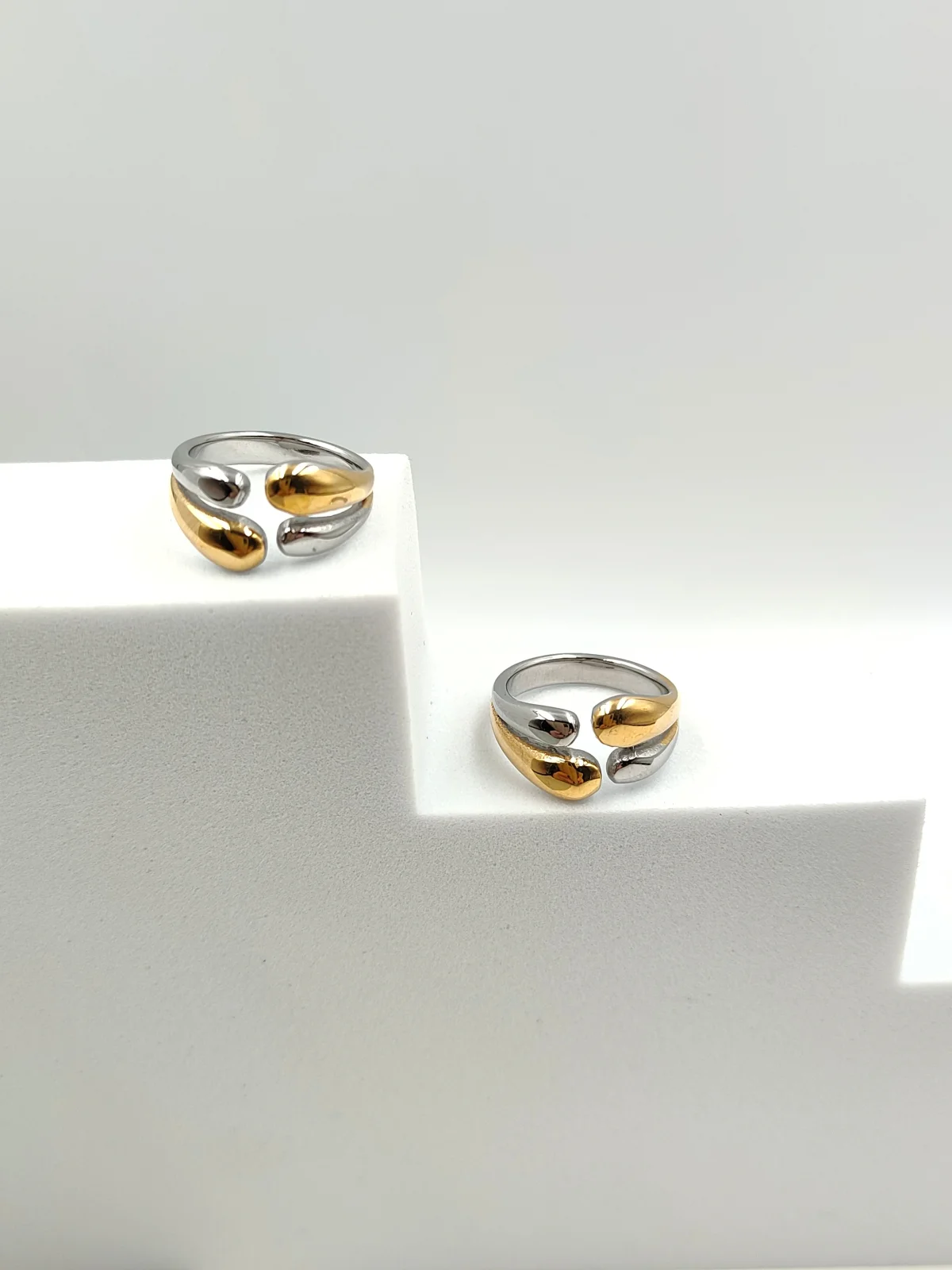 Stainless Steel Double Two-Tone Signet Ring by Magis Handmade Jewels – view 2