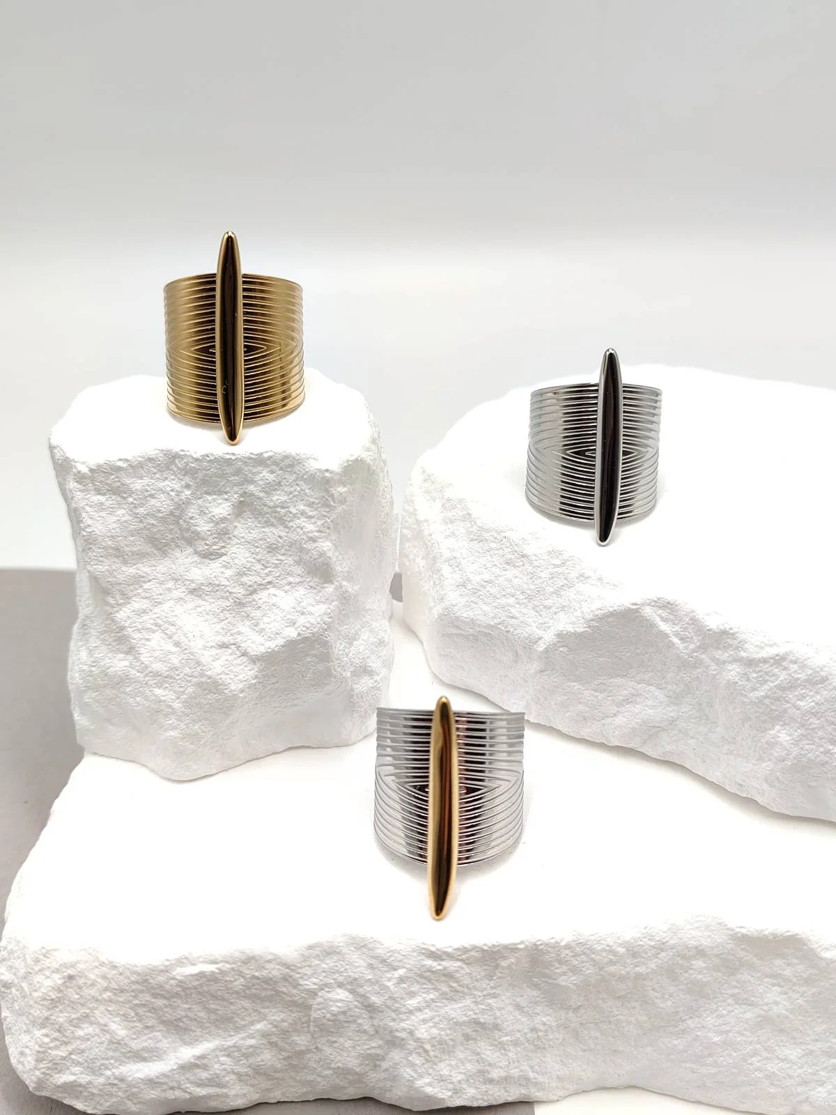 Stainless Steel Ring with Embossed Surface by Magis Handmade Jewels – view 2