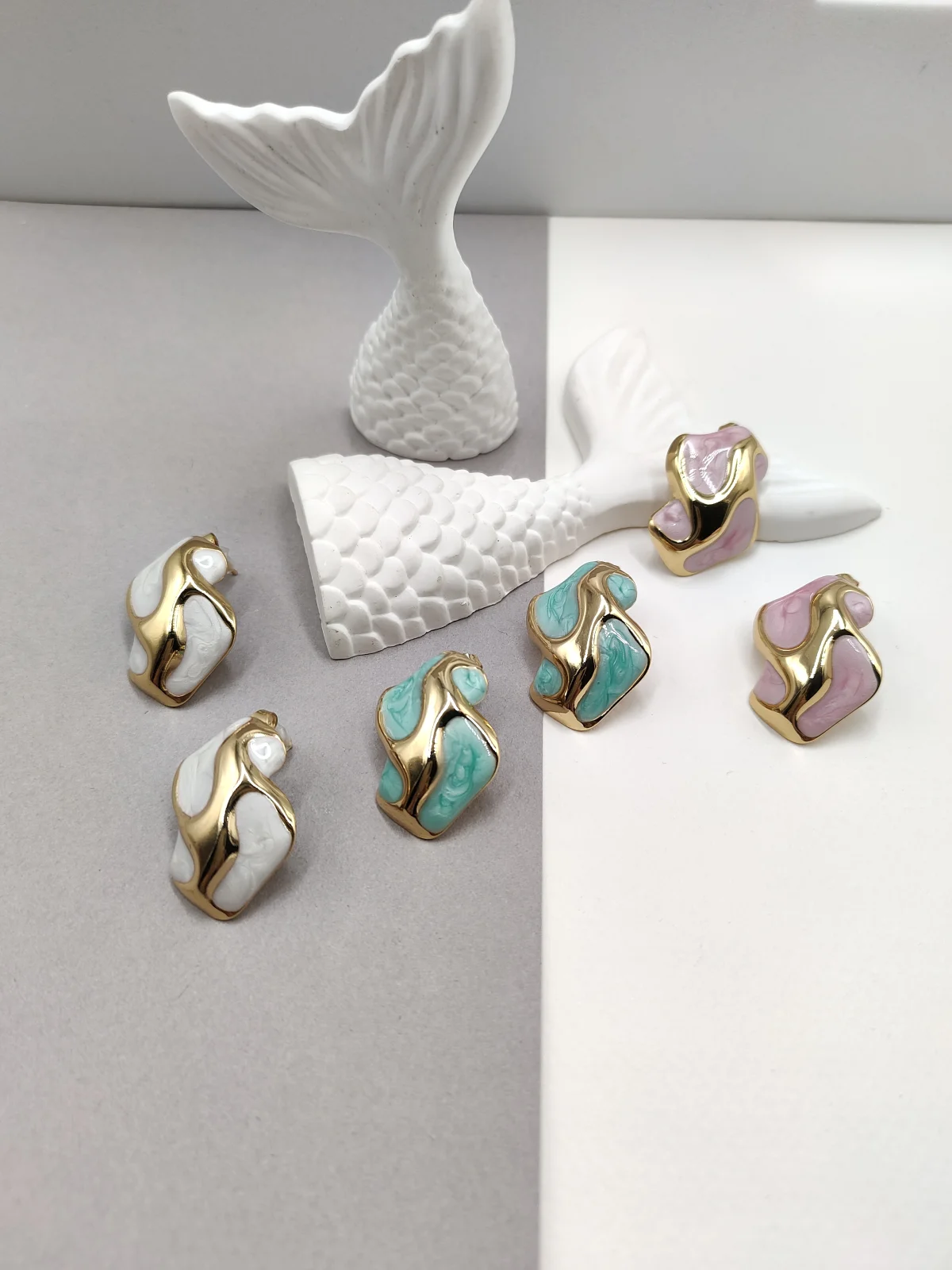 Stainless Steel Earrings with Enamel by Magis Handmade Jewels – view 2