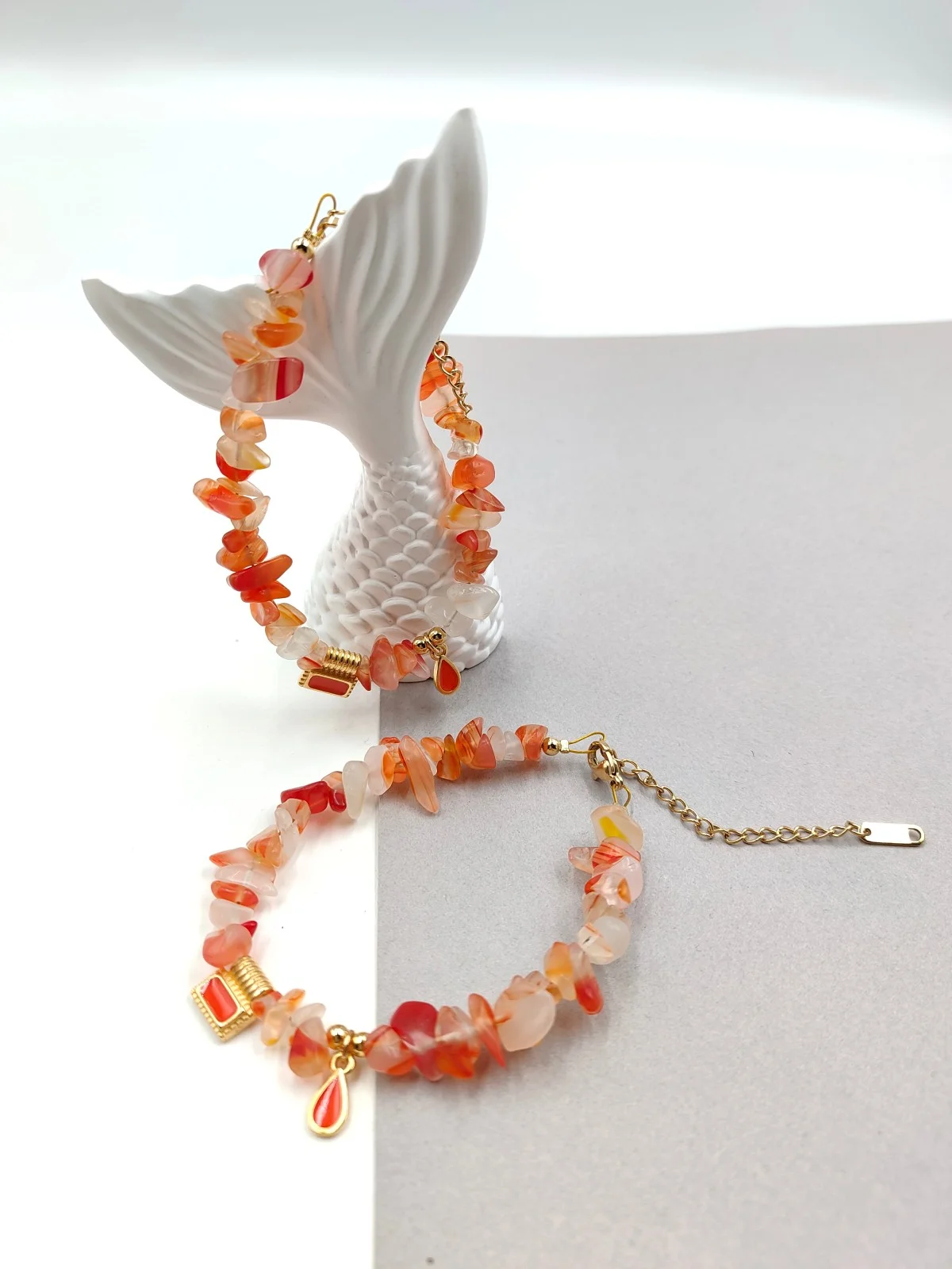Bracelet with Semi-Precious Beads and Gold-Plated Enamel Details by Magis Handmade Jewels – view 2