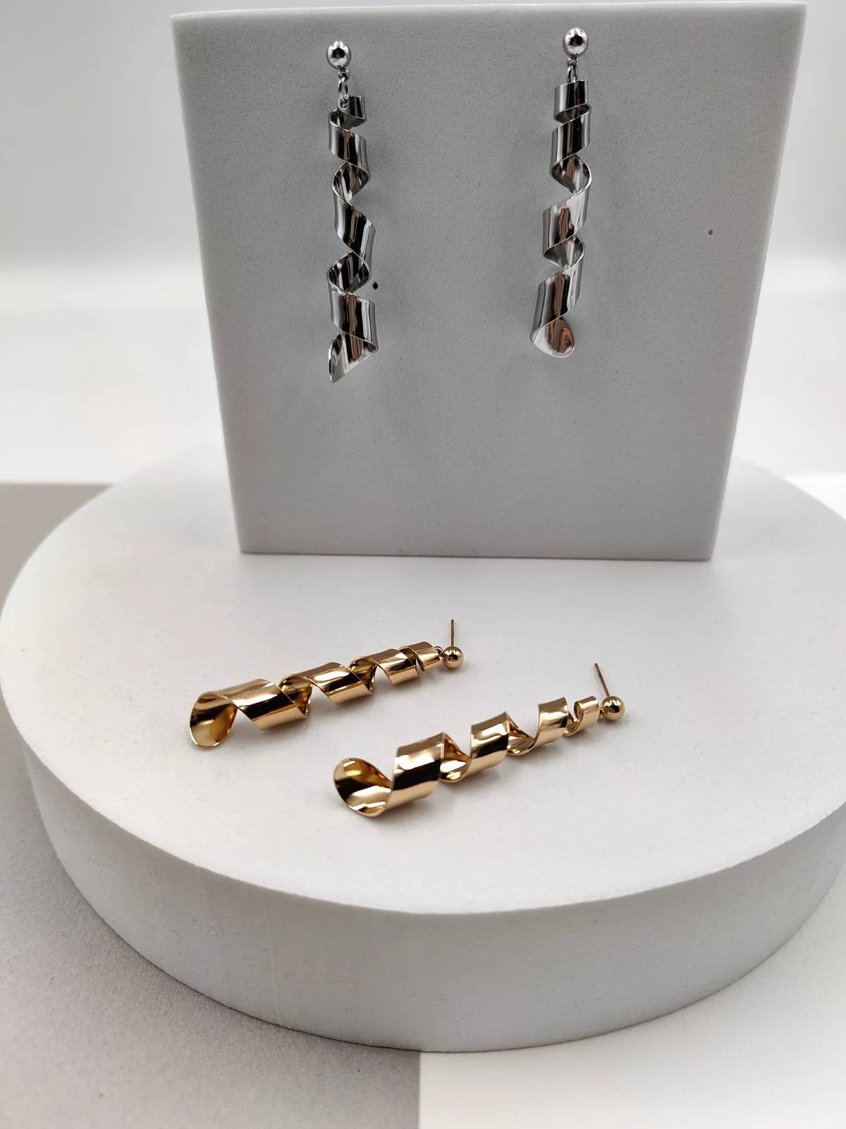 Stainless Steel Spiral Earrings by Magis Handmade Jewels – view 2