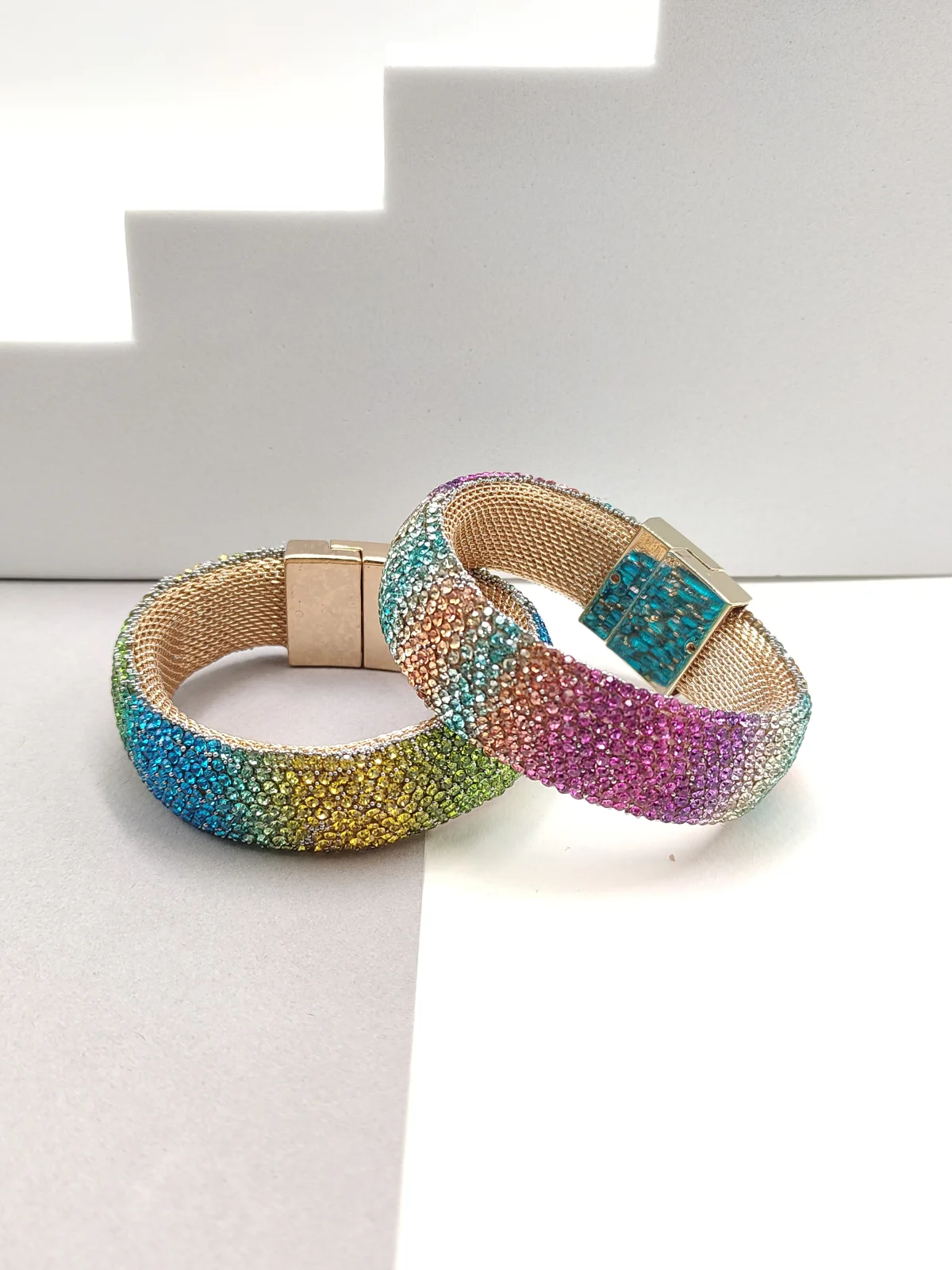 Gold-Plated Bracelet with Rhinestones by Magis Handmade Jewels – view 2
