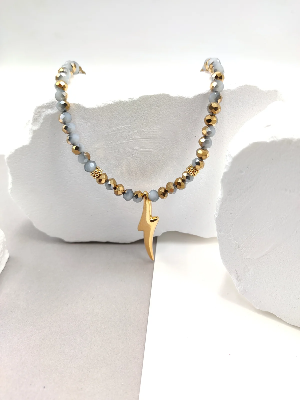 Necklace with Crystal Beads and Gold-Plated Detail by Magis Handmade Jewels – view 3