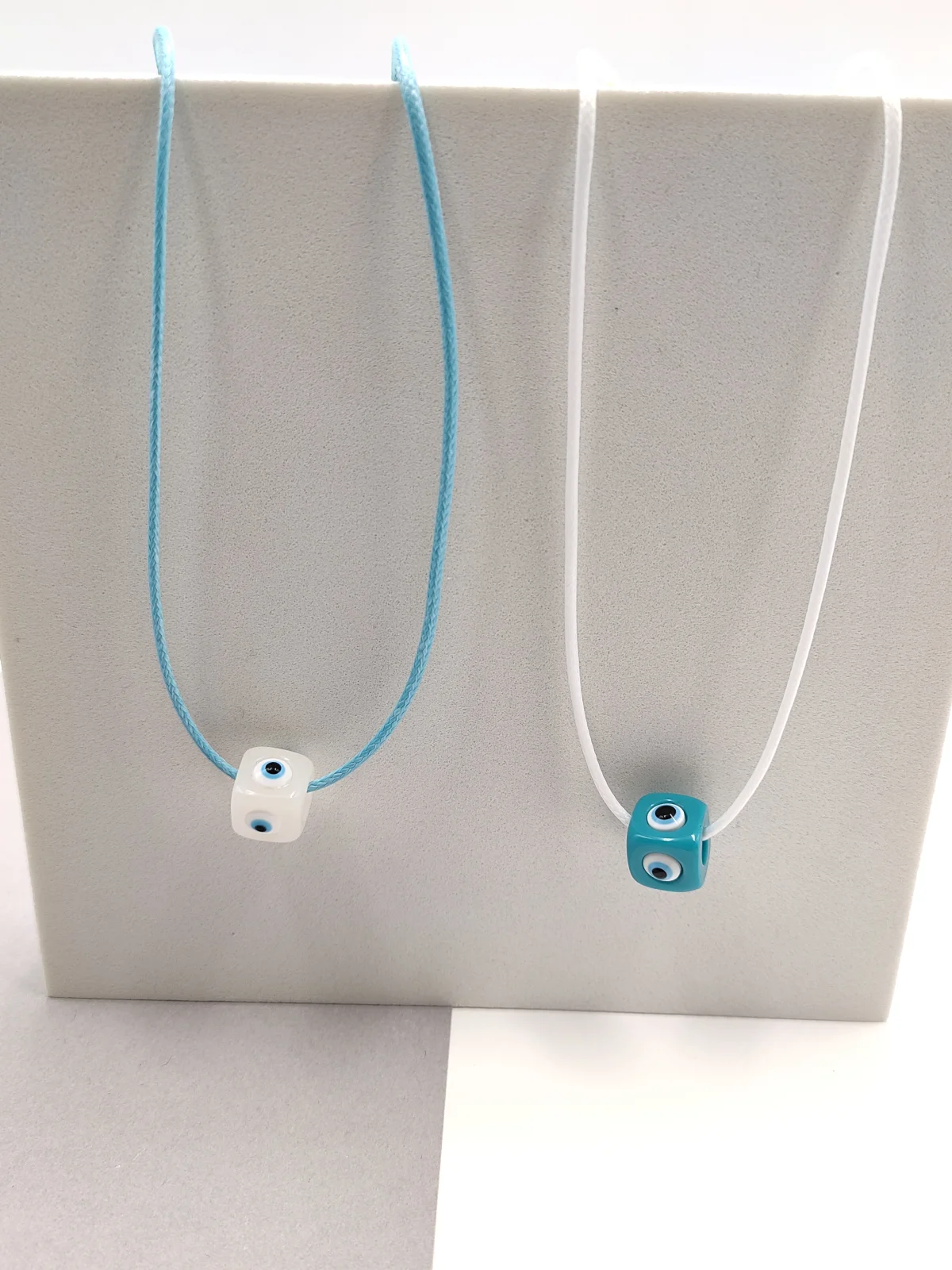 Necklace with Cord and Cube with Evil Eye by Magis Handmade Jewels – view 2