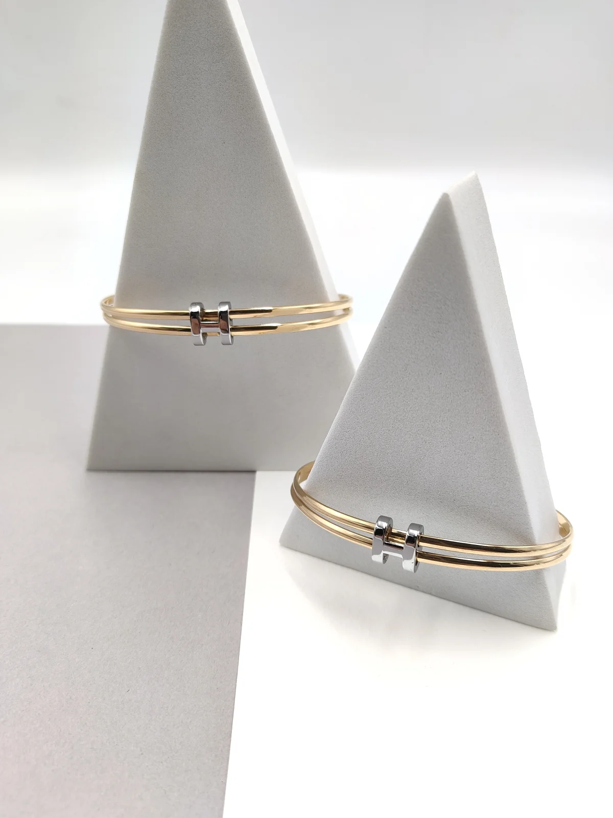 Stainless Steel Two-Tone Double Bracelet by Magis Handmade Jewels – view 2