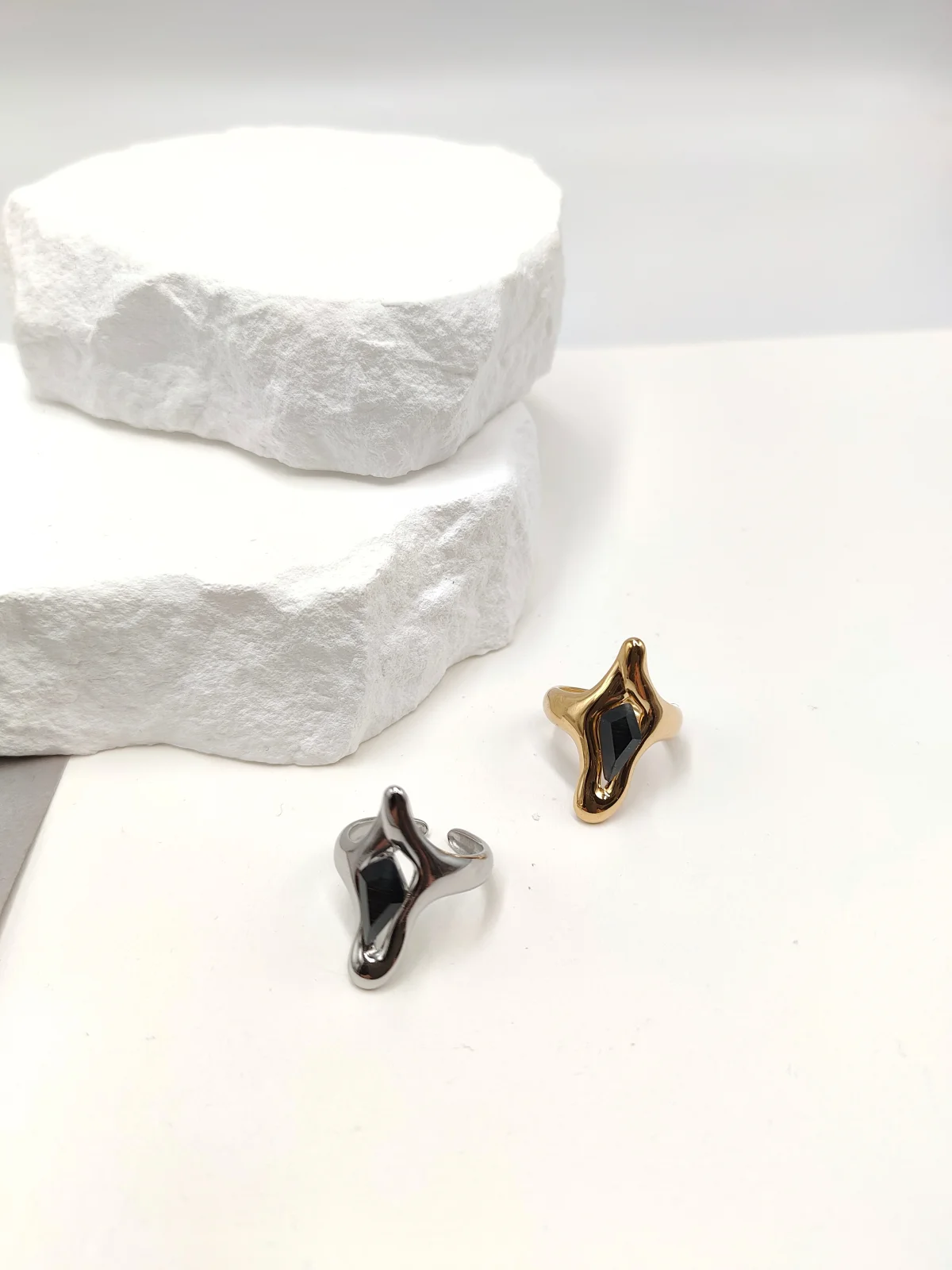 Stainless Steel Ring with Crystal by Magis Handmade Jewels – view 2