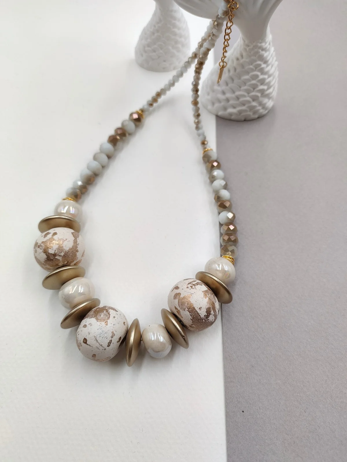 Necklace with Crystals, Ceramic and Acrylic Beads by Magis Handmade Jewels – view 3