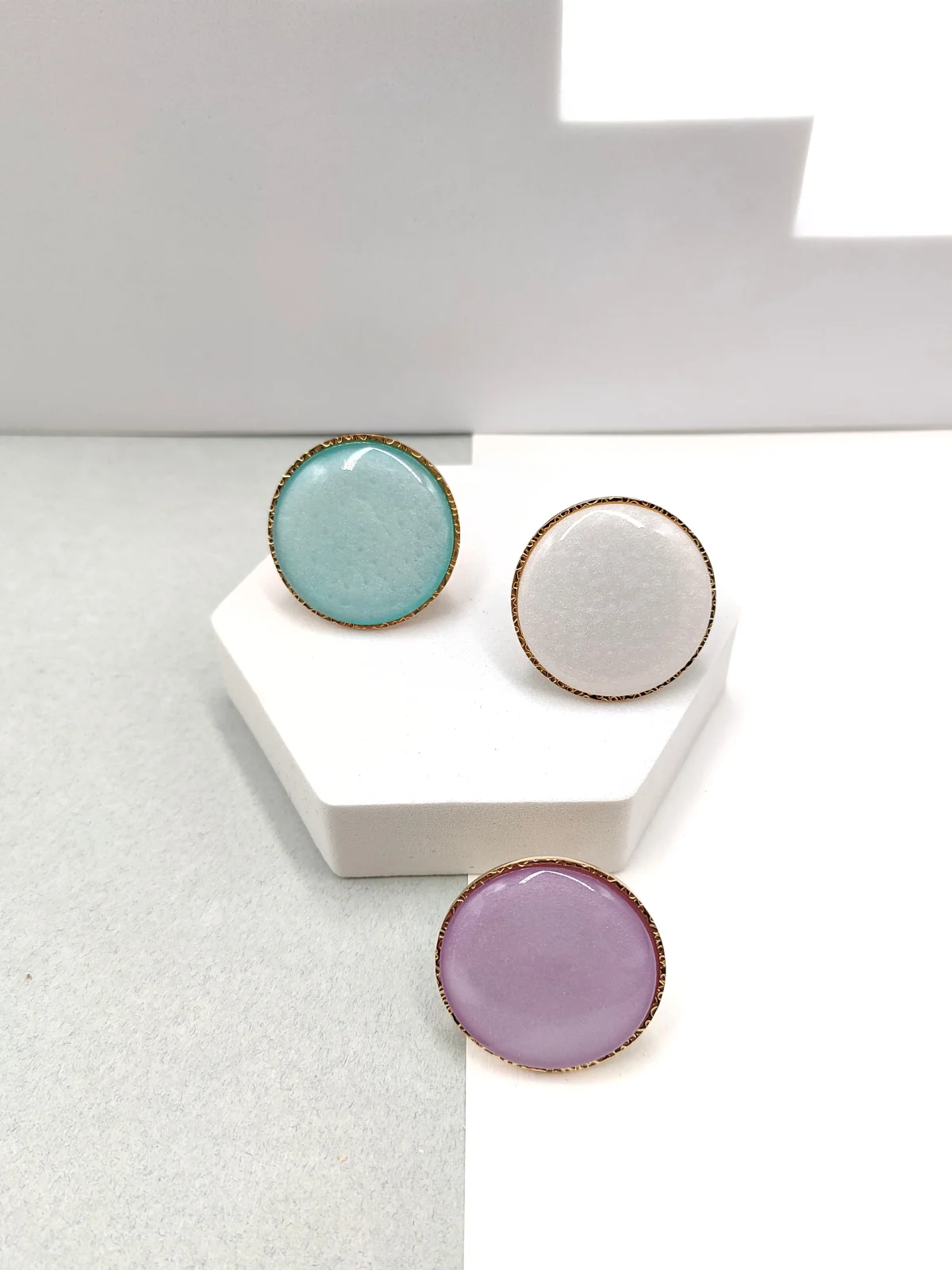 Stainless Steel Round Ring with Resin by Magis Handmade Jewels – view 2