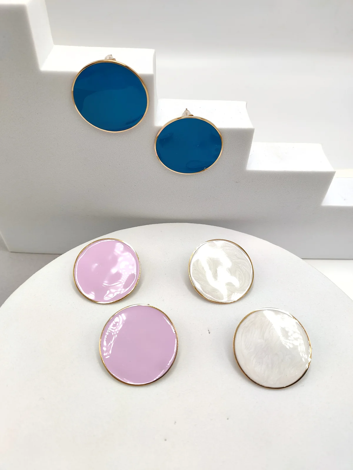 Stainless Steel Earrings with Enamel by Magis Handmade Jewels – view 3