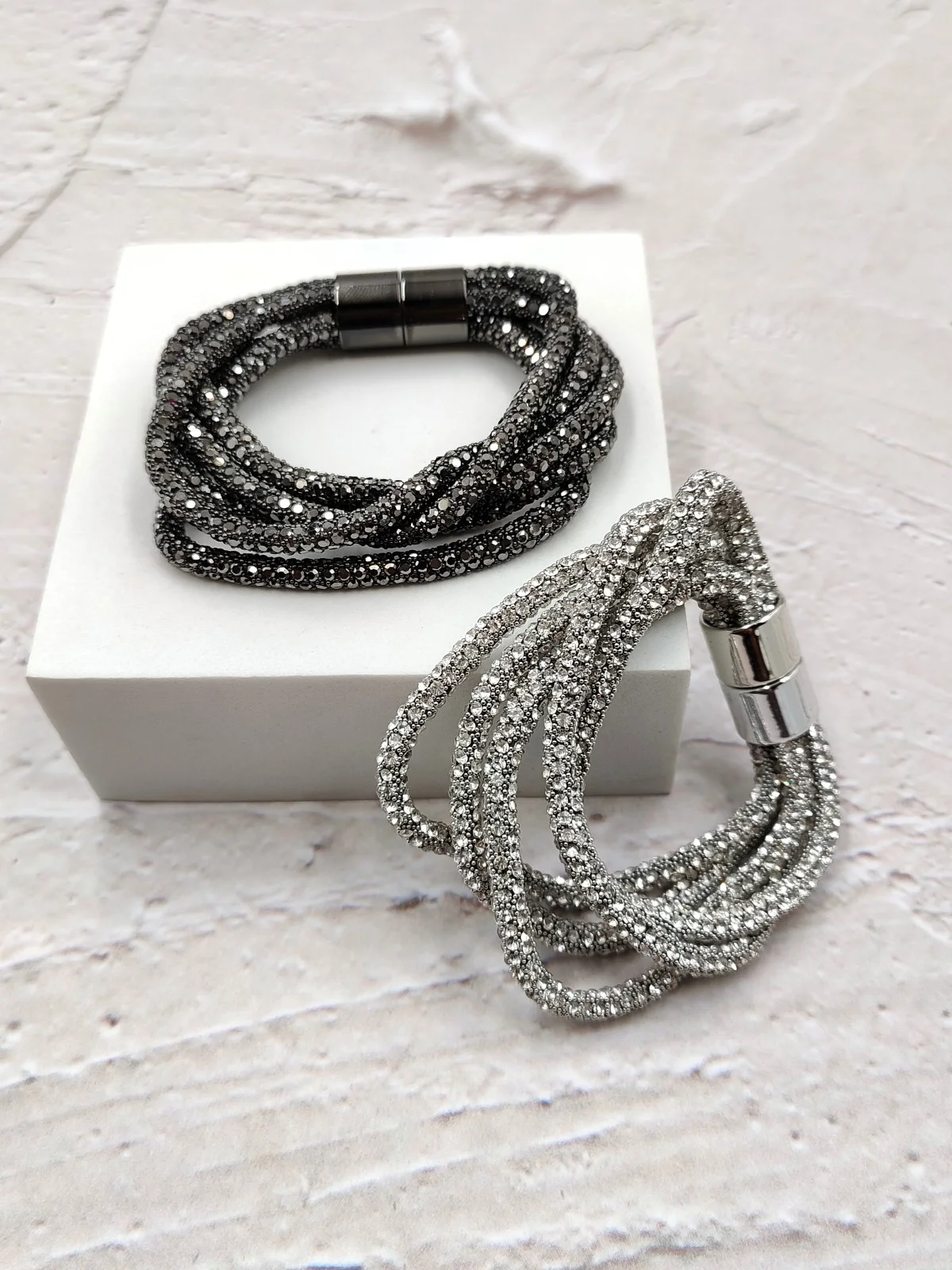 Multi-Strand Bracelet with Rhinestones and Crystals by Magis Handmade Jewels – view 3
