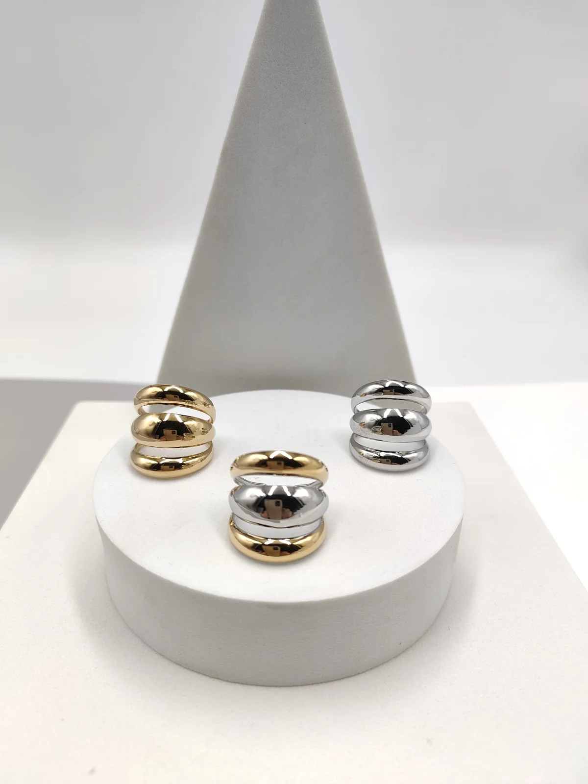 Stainless Steel Triple Ring by Magis Handmade Jewels – view 2