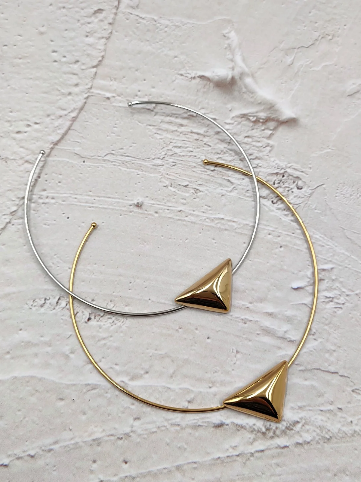 Stainless Steel Choker Necklace with Domed Triangle by Magis Handmade Jewels – view 3