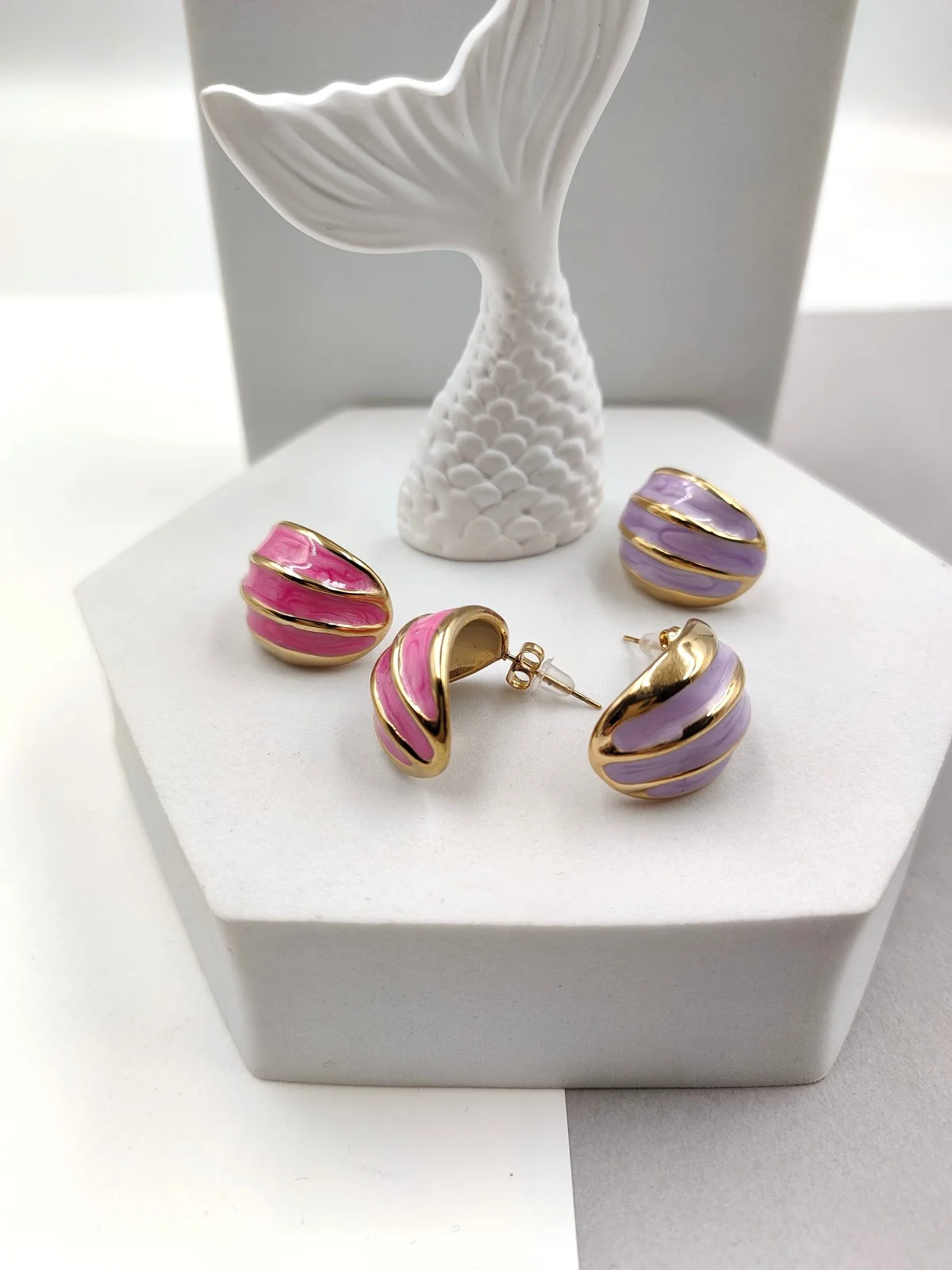 Stainless Steel Earrings with Enamel by Magis Handmade Jewels – view 2