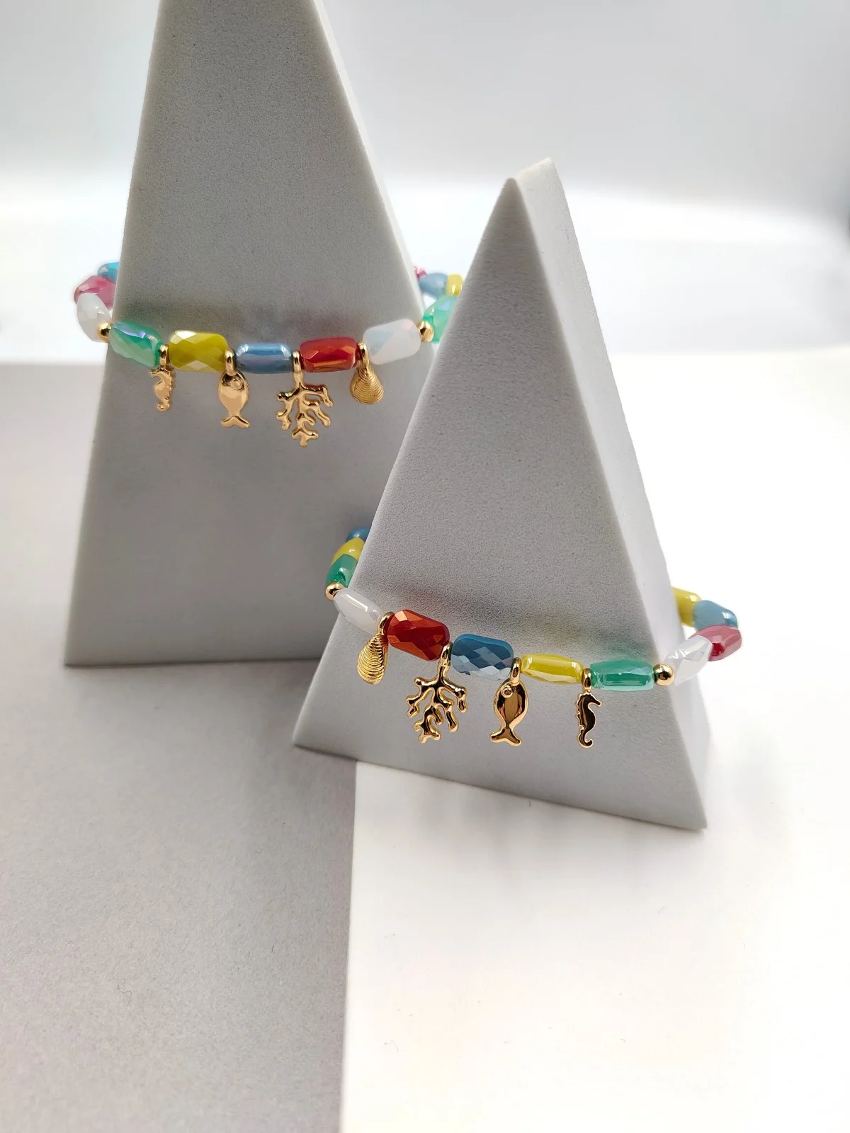 Bracelet with Faceted Crystals and Gold-Plated Details by Magis Handmade Jewels – view 3
