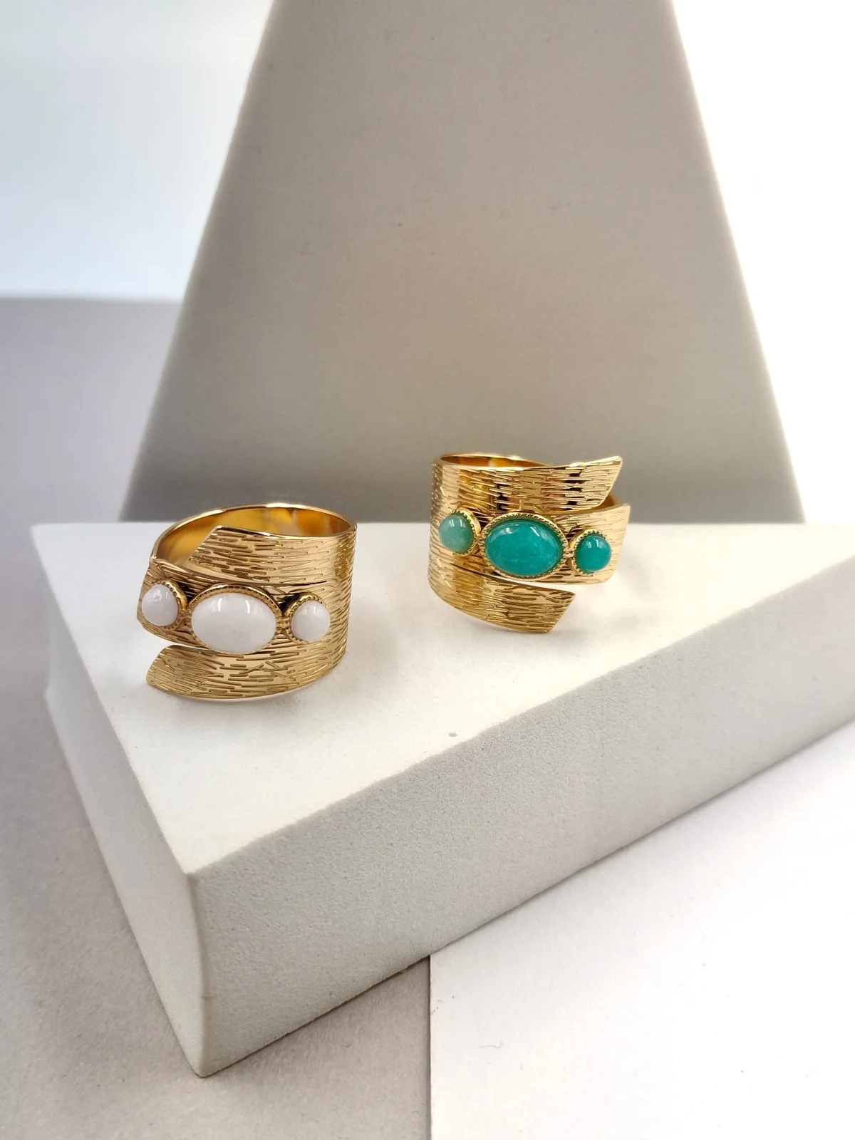 Stainless Steel Ring with Nephrite Jade Stones #700983