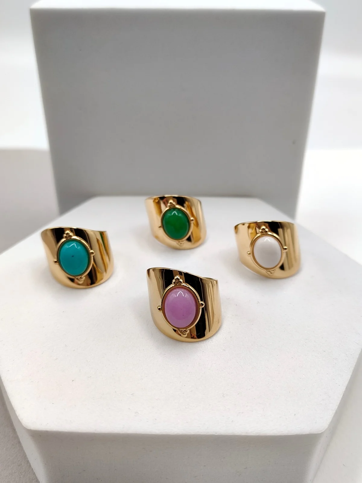 Stainless Steel Ring with Nephrite Jade by Magis Handmade Jewels – view 3