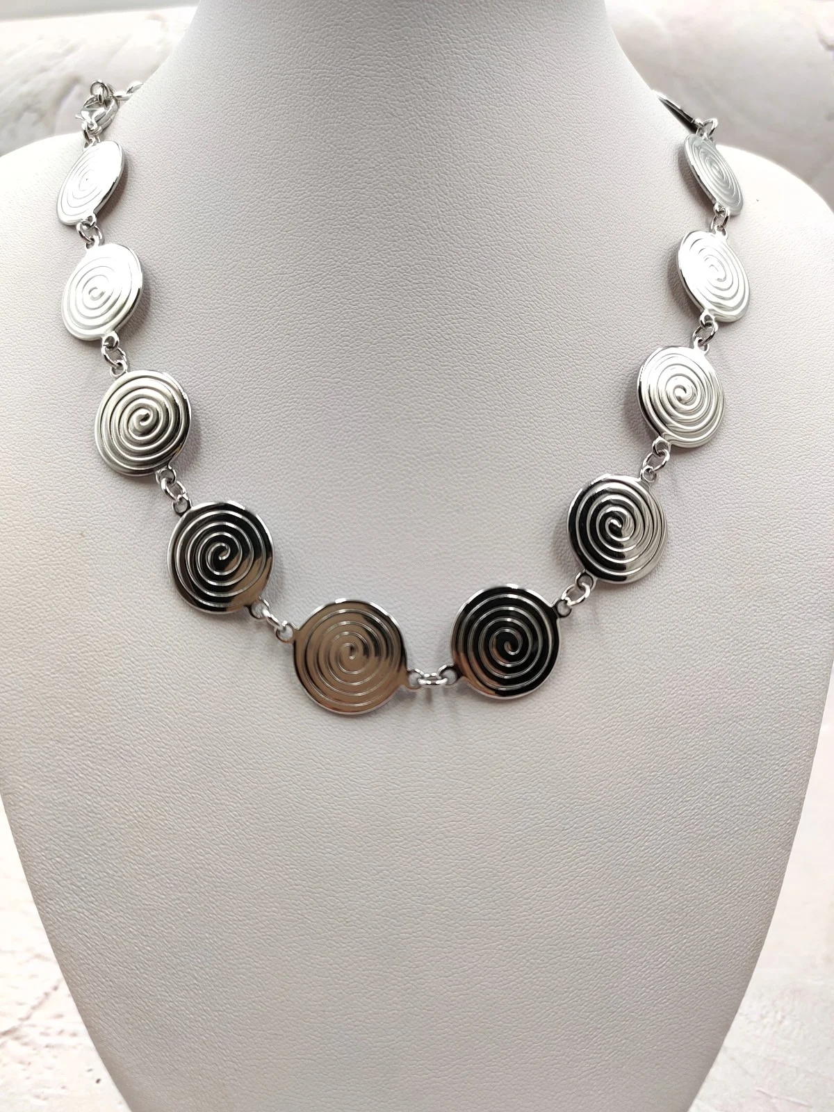 Stainless Steel Necklace with Circles and Spirals by Magis Handmade Jewels – view 4