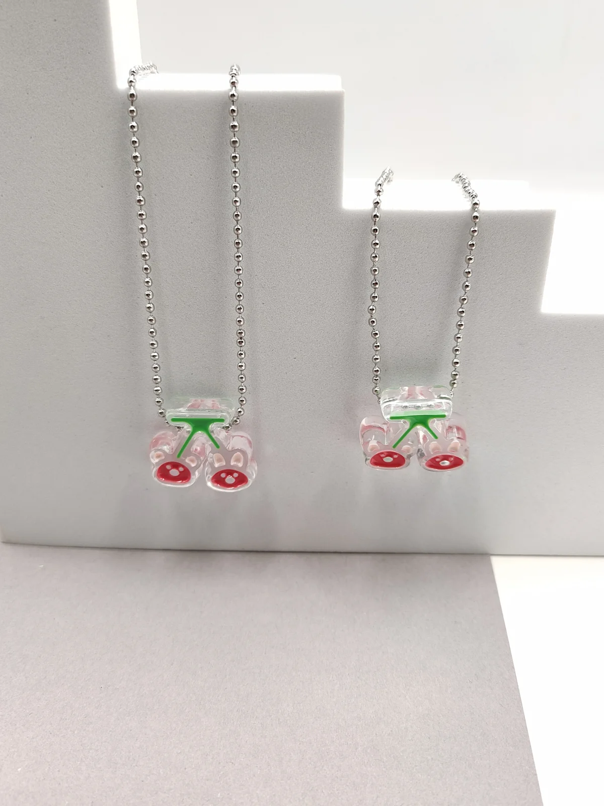 Long Necklace with Acrylic Cherries by Magis Handmade Jewels – view 2