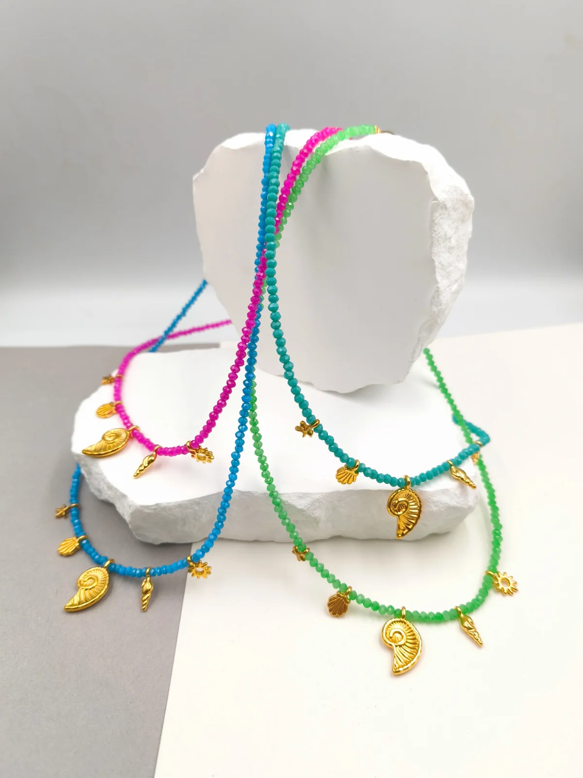 Necklace with Crystals and Gold-Plated Details by Magis Handmade Jewels – view 2