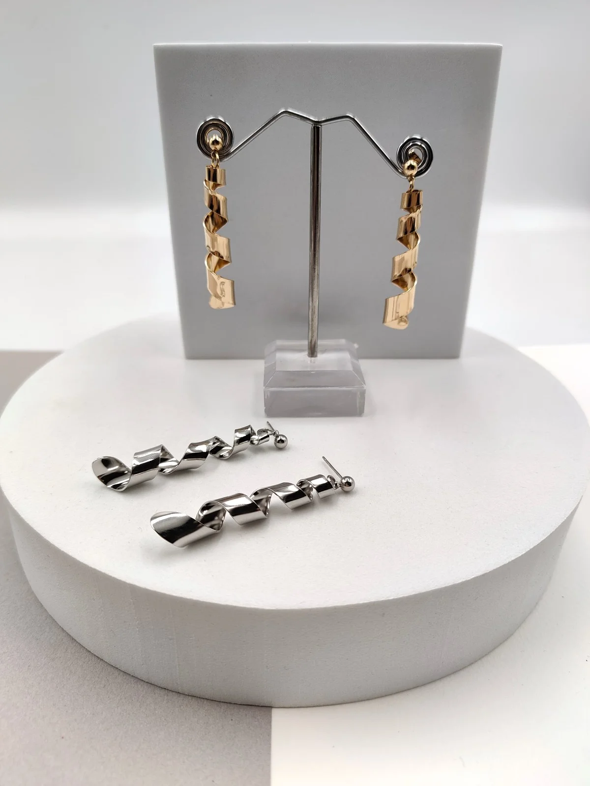 Stainless Steel Spiral Earrings #721512