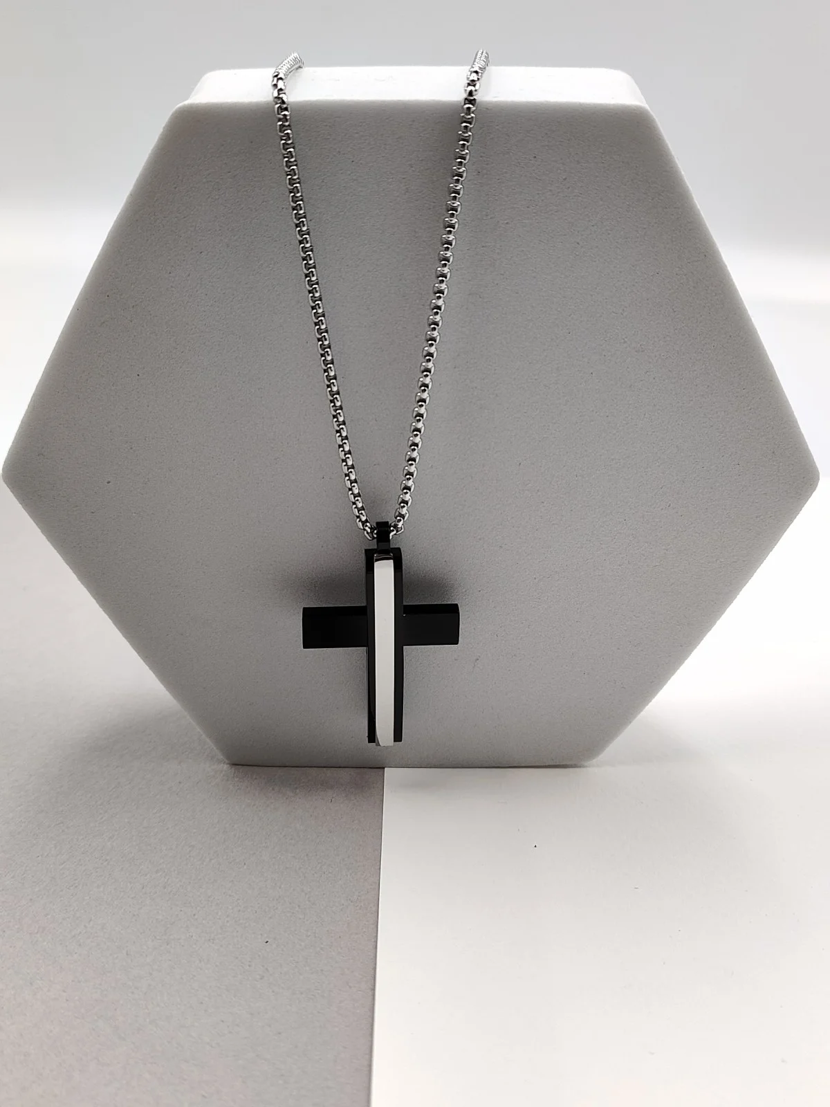 Stainless Steel Necklace with Cross by Magis Handmade Jewels – view 2
