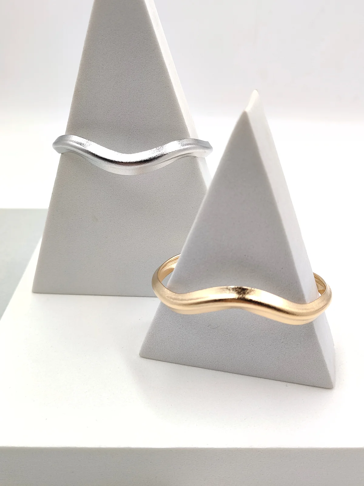 Stainless Steel Wavy Bracelet with Matte Satin-Finish Surface by Magis Handmade Jewels – view 3