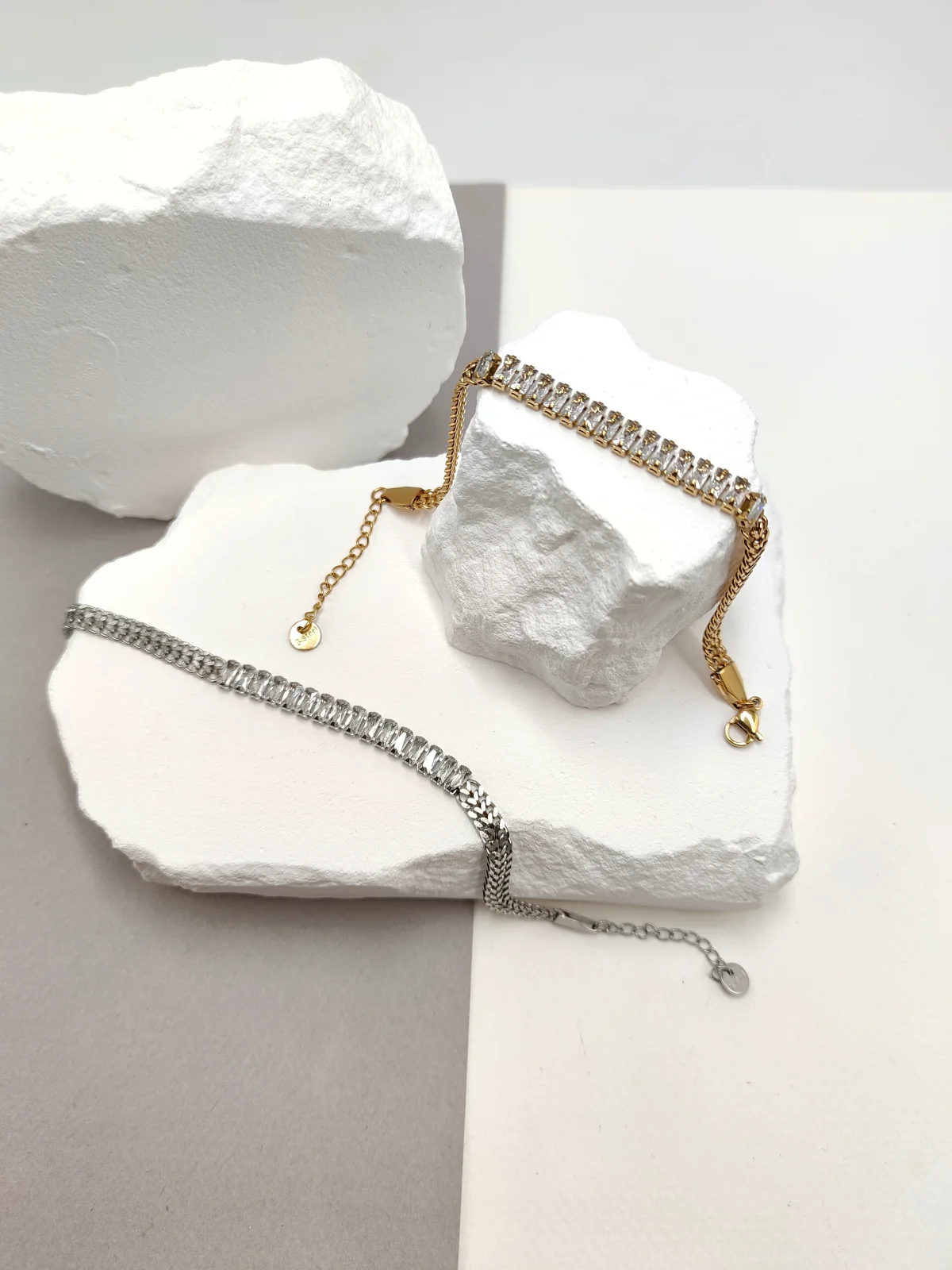 Stainless Steel Bracelet with Rhinestones by Magis Handmade Jewels – view 2