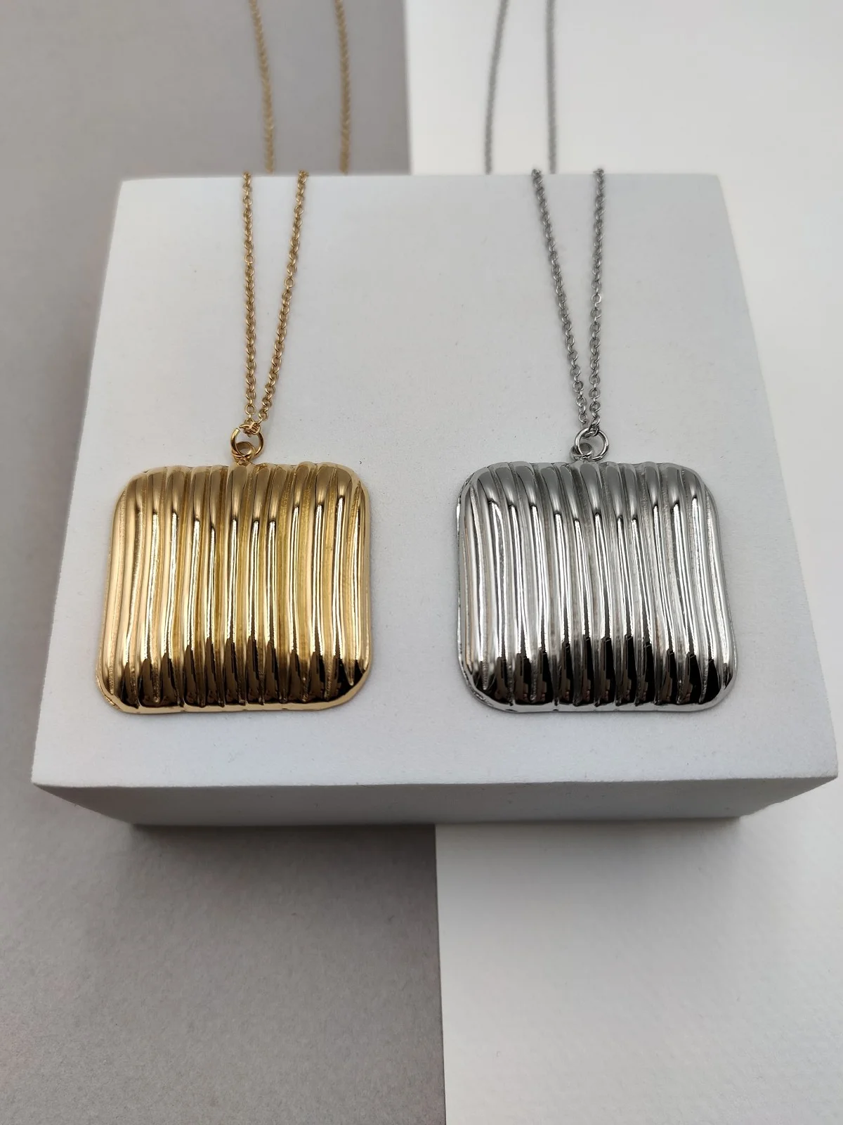 Stainless Steel Necklace with Square by Magis Handmade Jewels – view 2