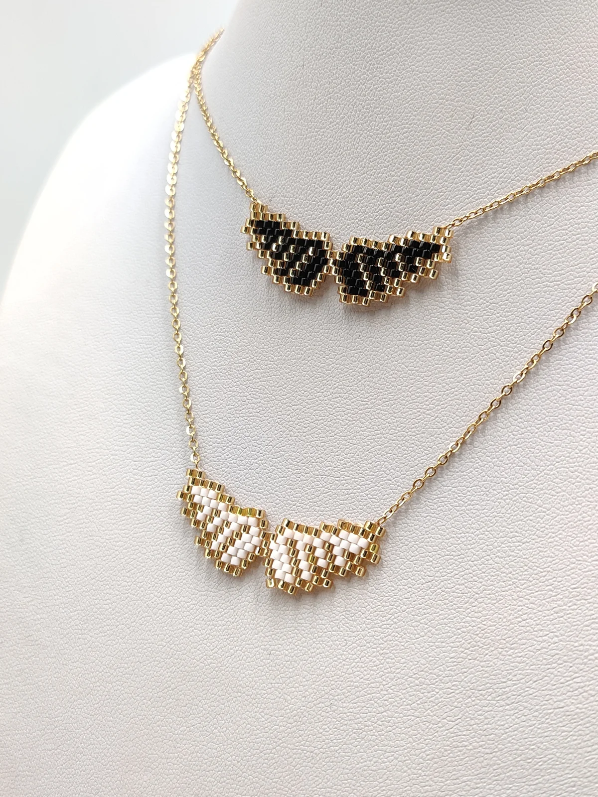 Stainless Steel Necklace with Miyuki Beads and Feather Design by Magis Handmade Jewels – view 3