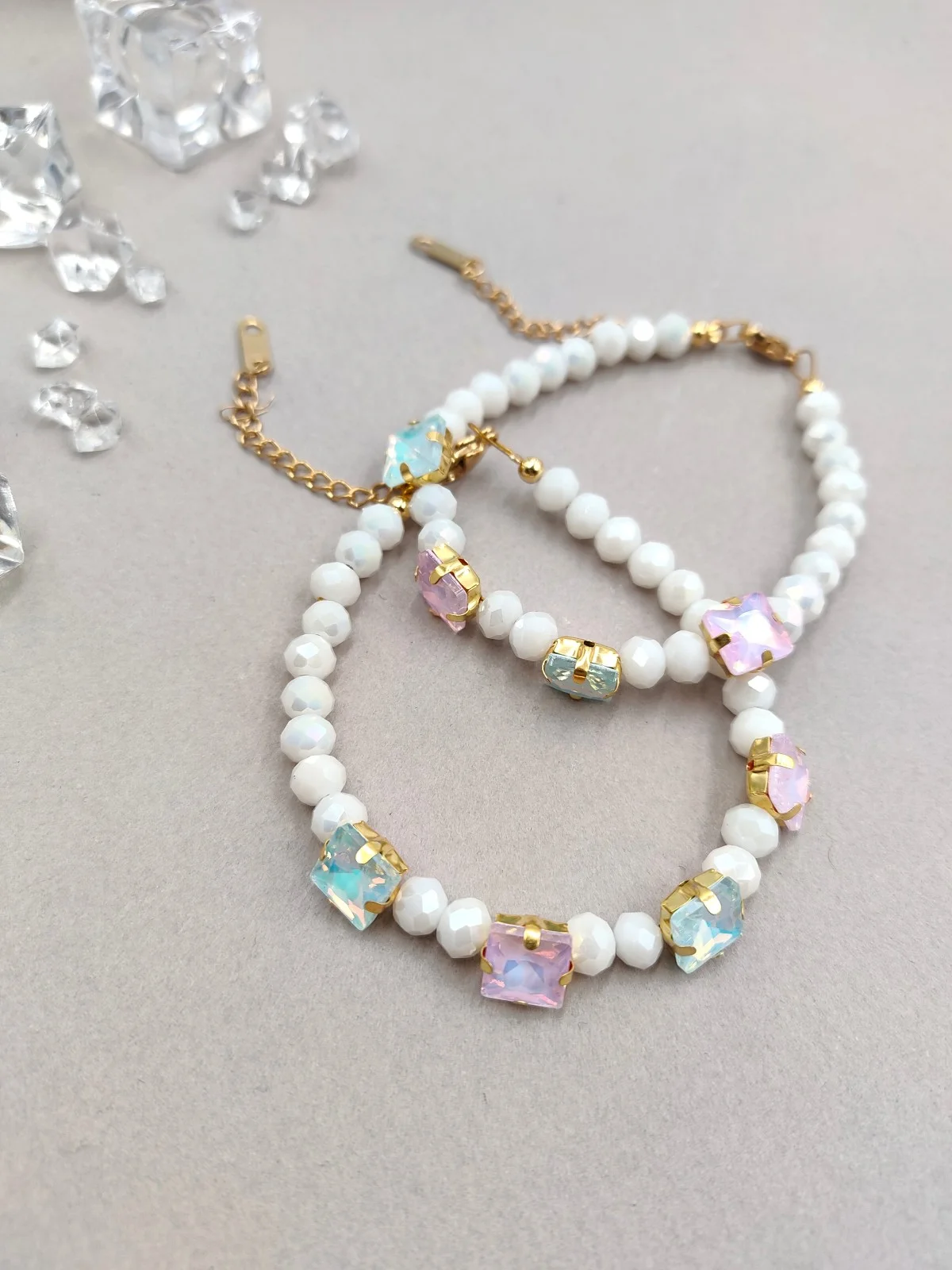 Bracelet with Faceted Crystals and Acrylic Beads by Magis Handmade Jewels – view 2