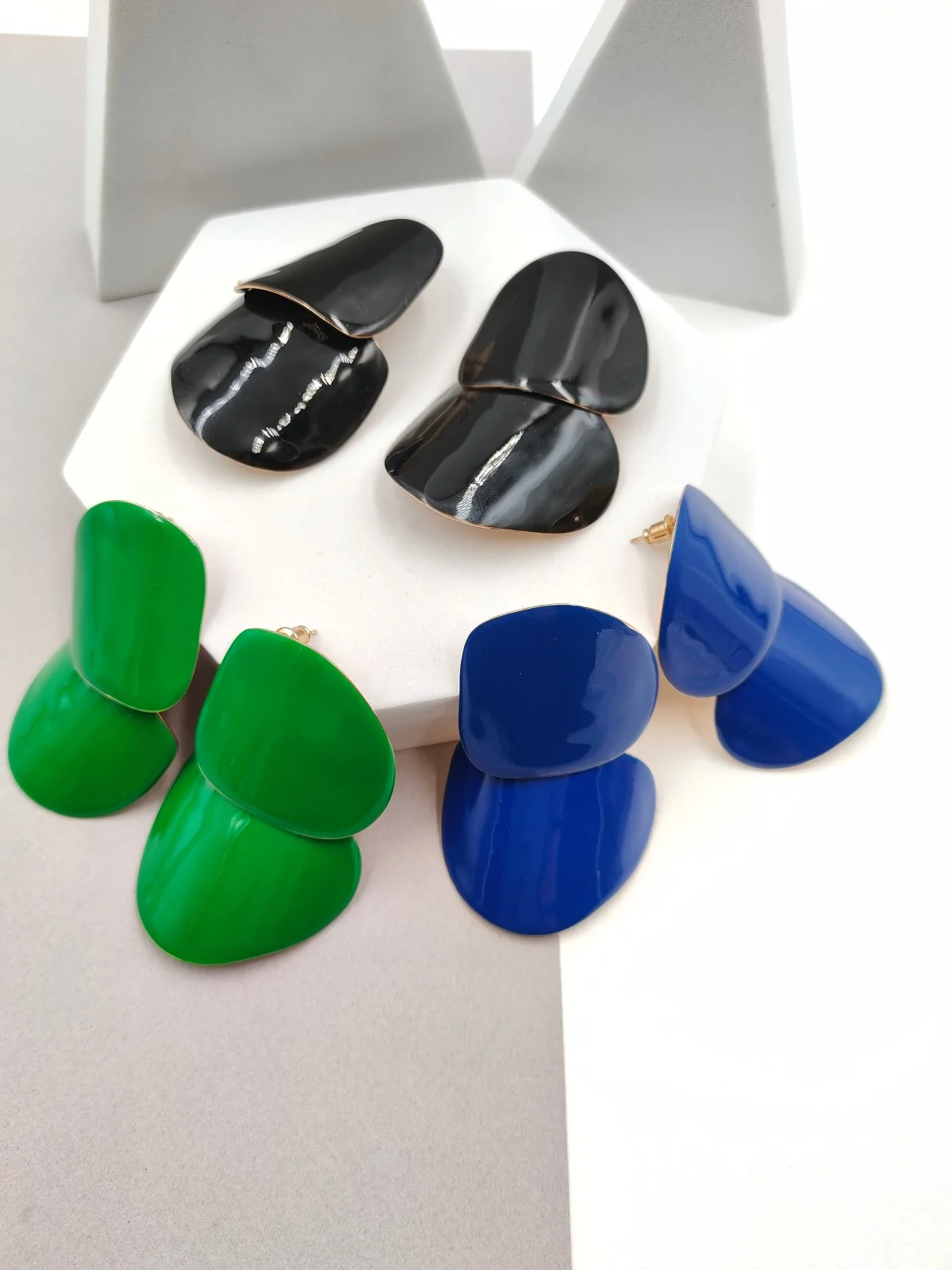 Oval Circle Earrings with Enamel by Magis Handmade Jewels – view 2