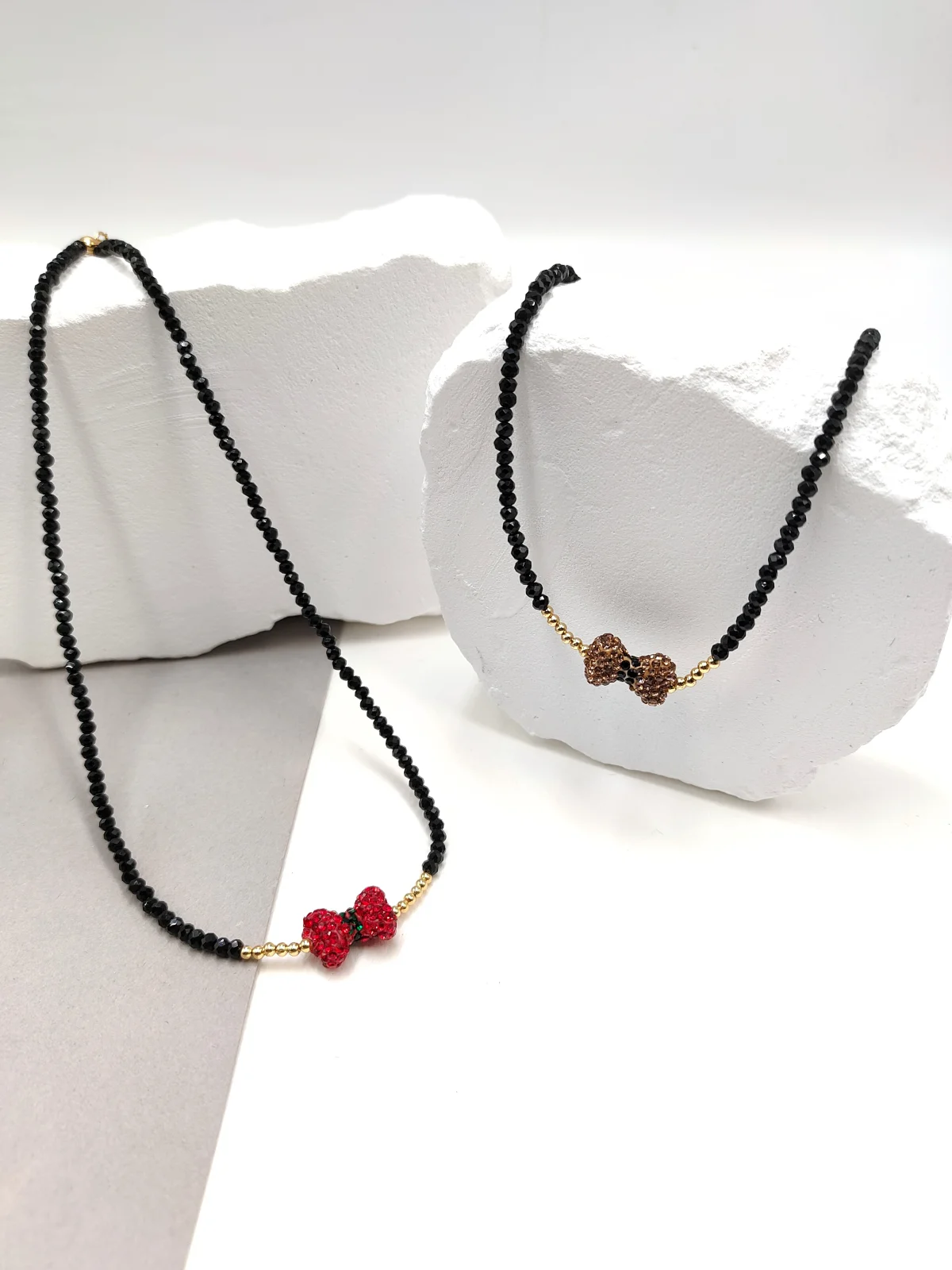 Necklace with Crystal Beads and Bow by Magis Handmade Jewels – view 2