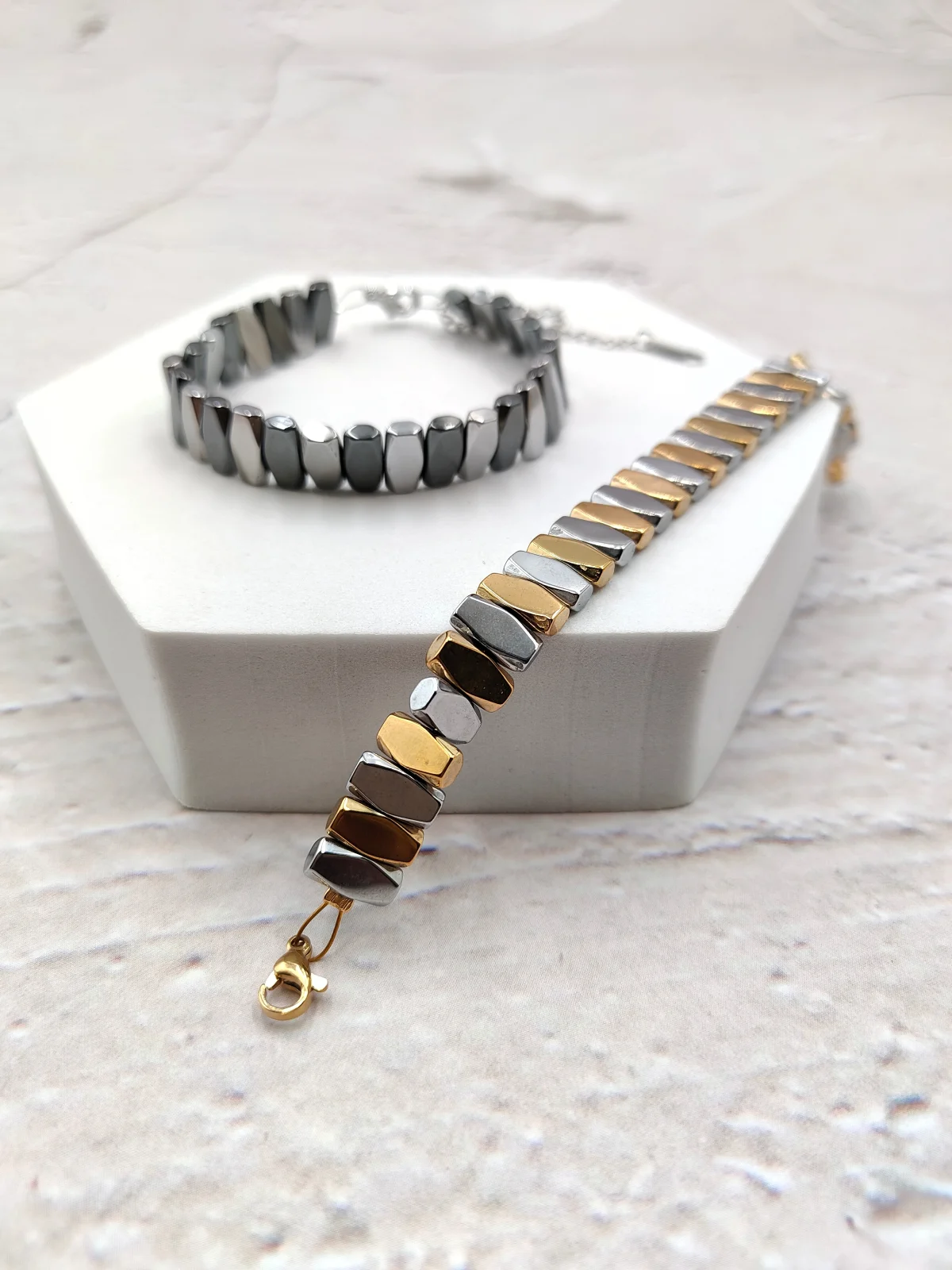 Two-Tone Bracelet with Hematite by Magis Handmade Jewels – view 2