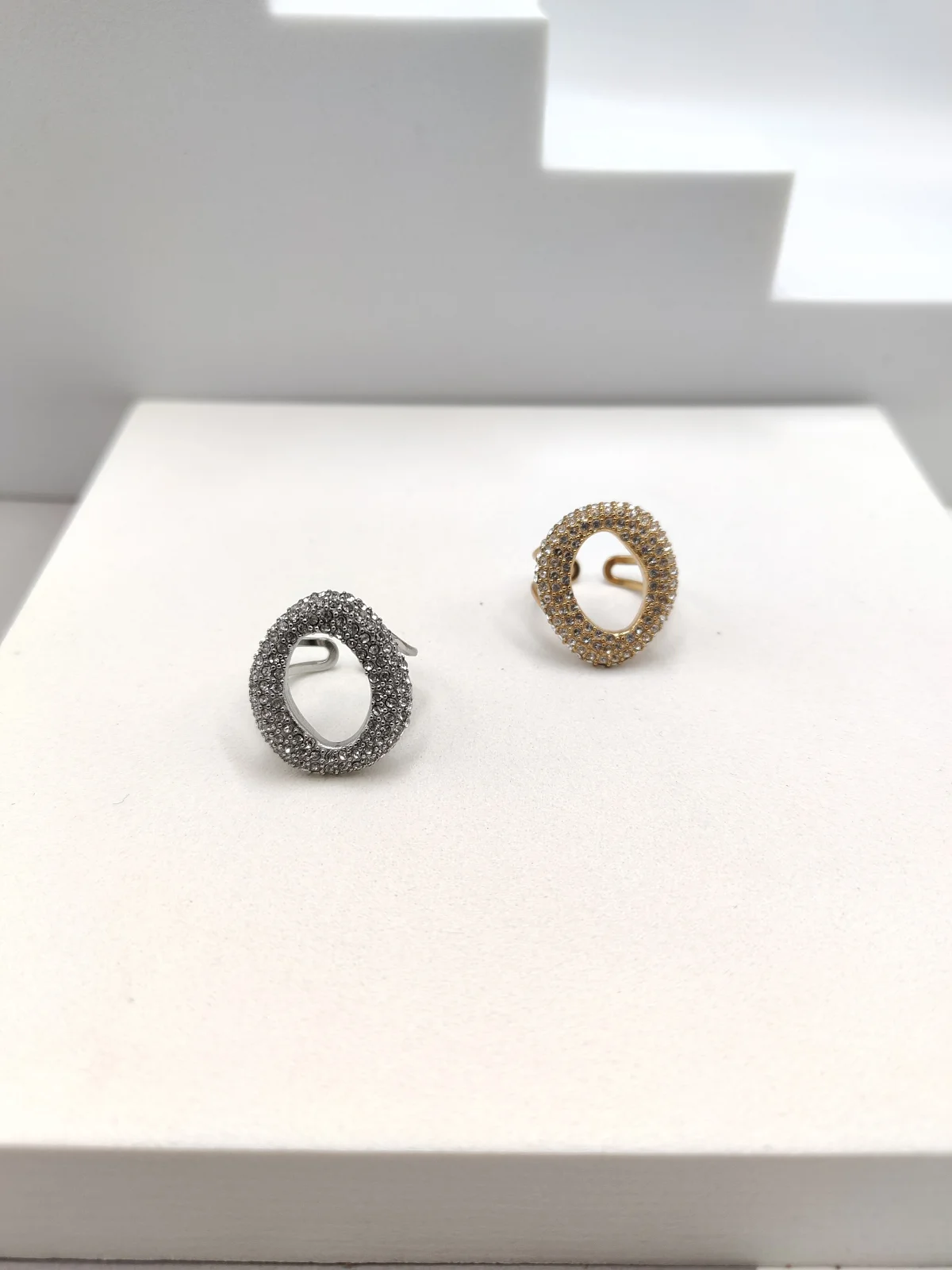 Stainless Steel Oval Ring with Zircon by Magis Handmade Jewels – view 2