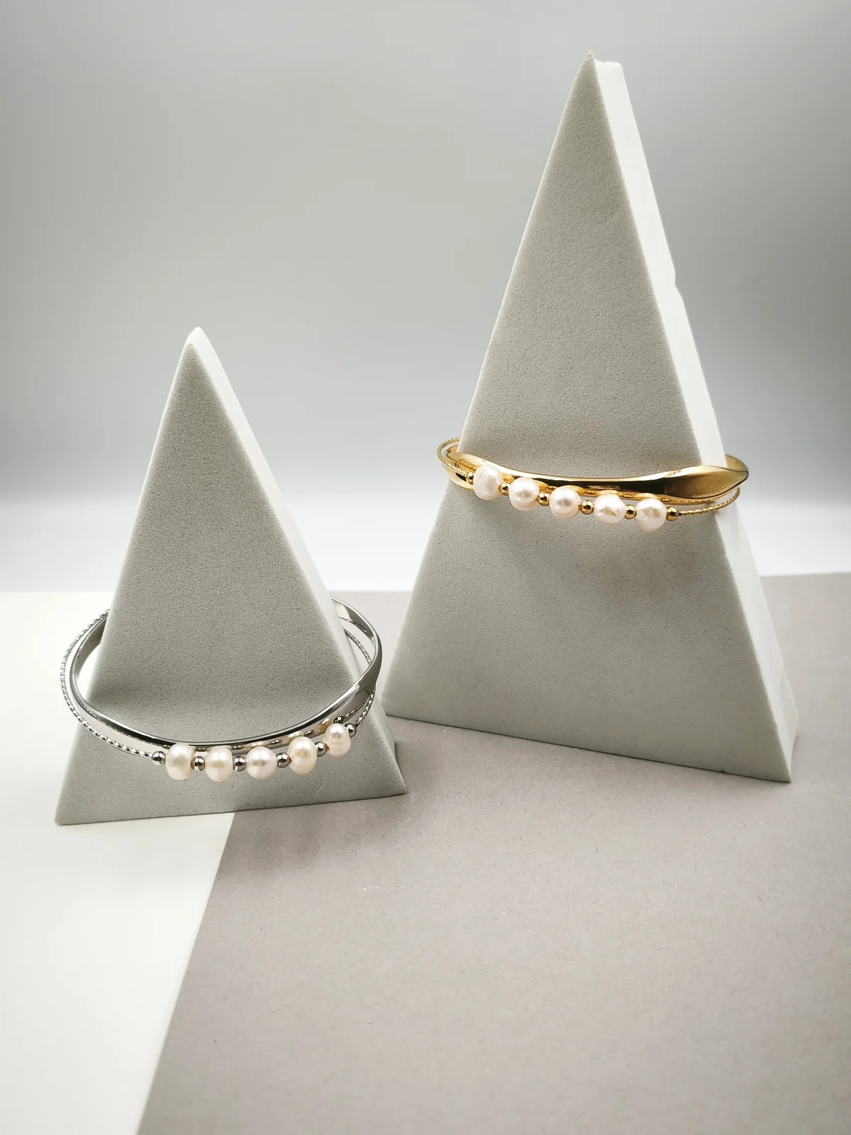Stainless Steel Double Bracelet with Cultured Pearls by Magis Handmade Jewels – view 2