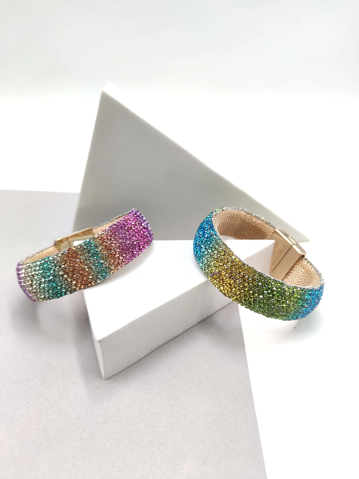 Gold-Plated Bracelet with Rhinestones by Magis Handmade Jewels – view 4