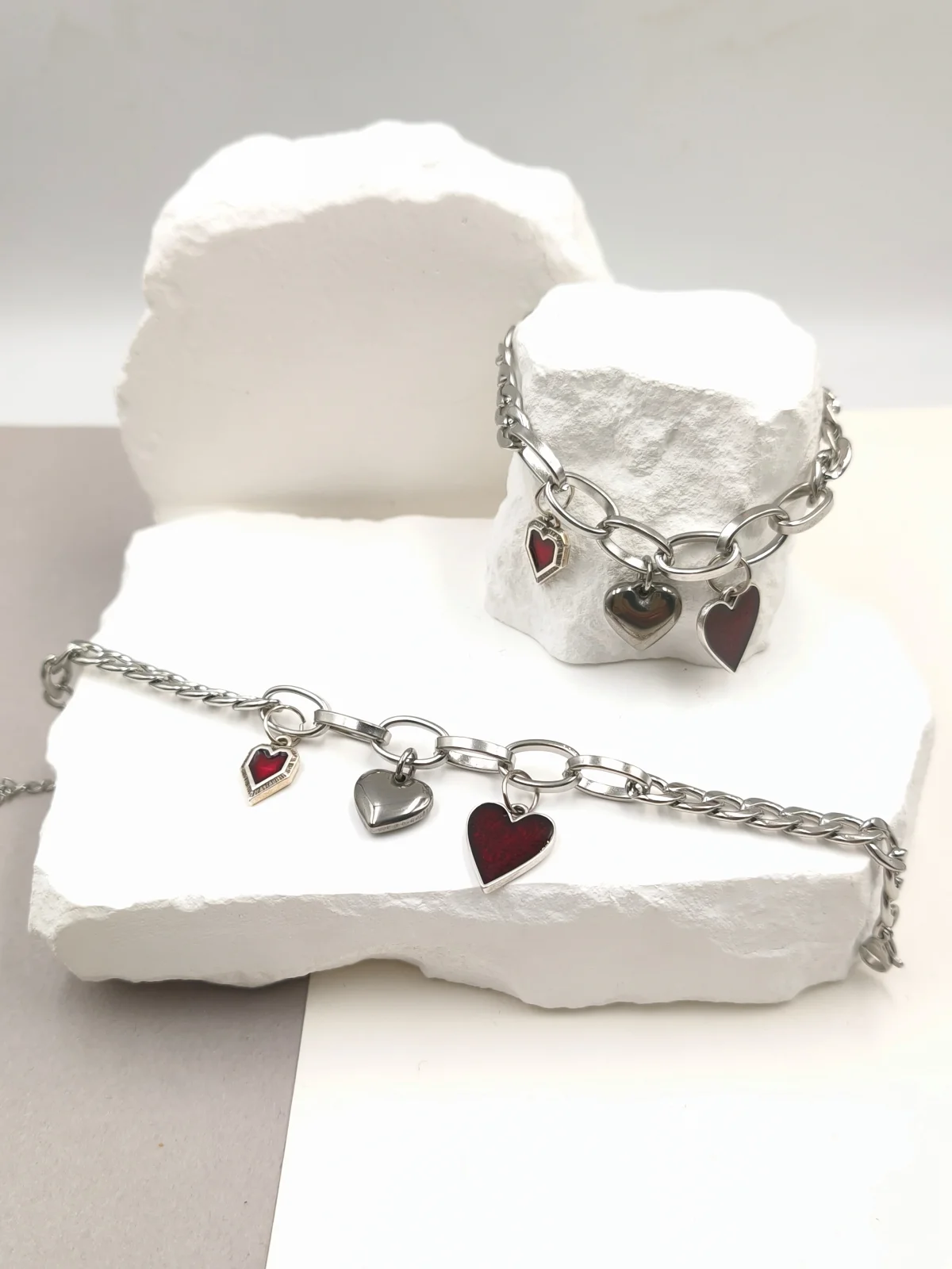 Stainless Steel Bracelet with Silver-Plated Details and Enamel #703329