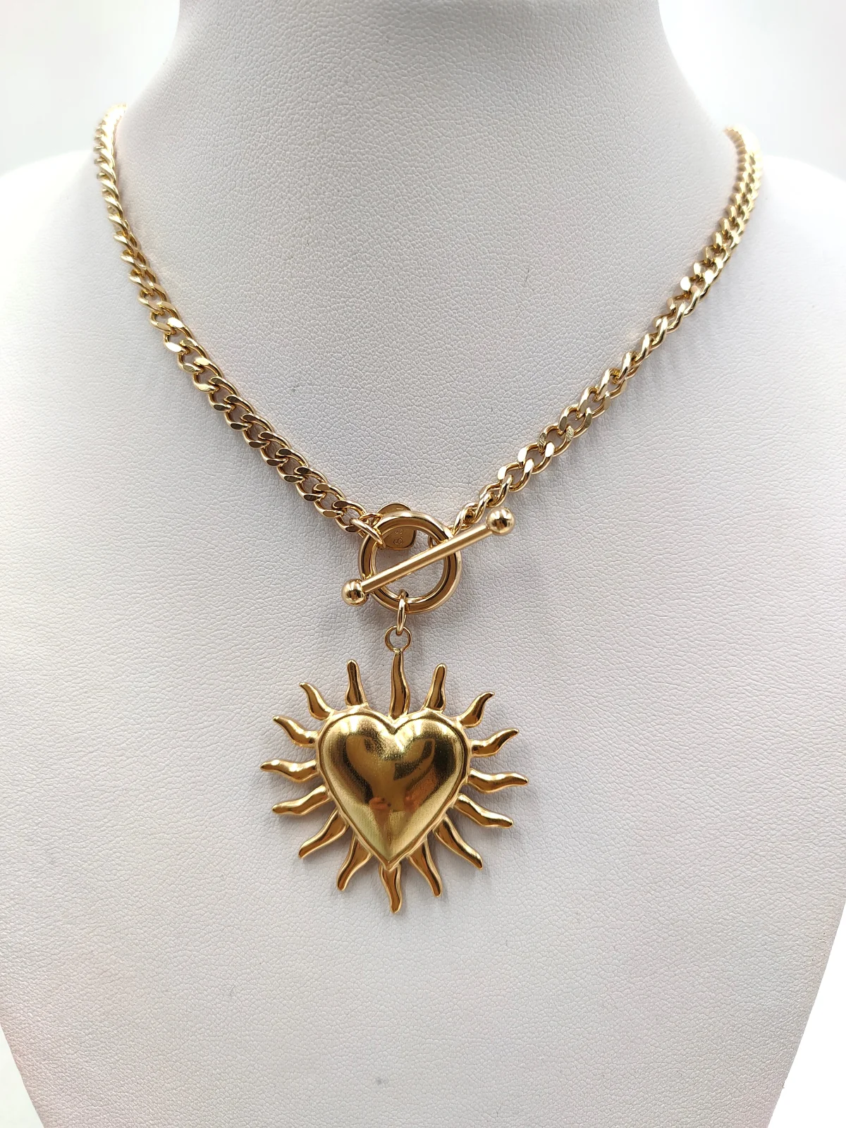 Stainless Steel Necklace with Heart and Rays by Magis Handmade Jewels – view 4