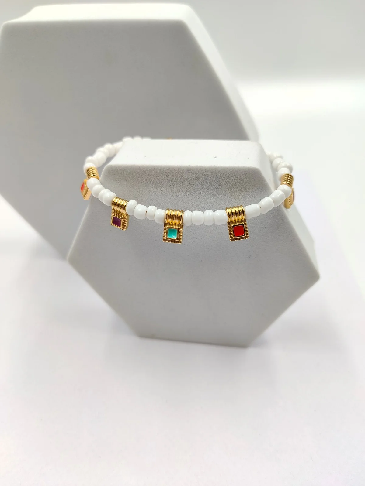 Bracelet with Beads and Gold-Plated Enamel Details by Magis Handmade Jewels – view 2