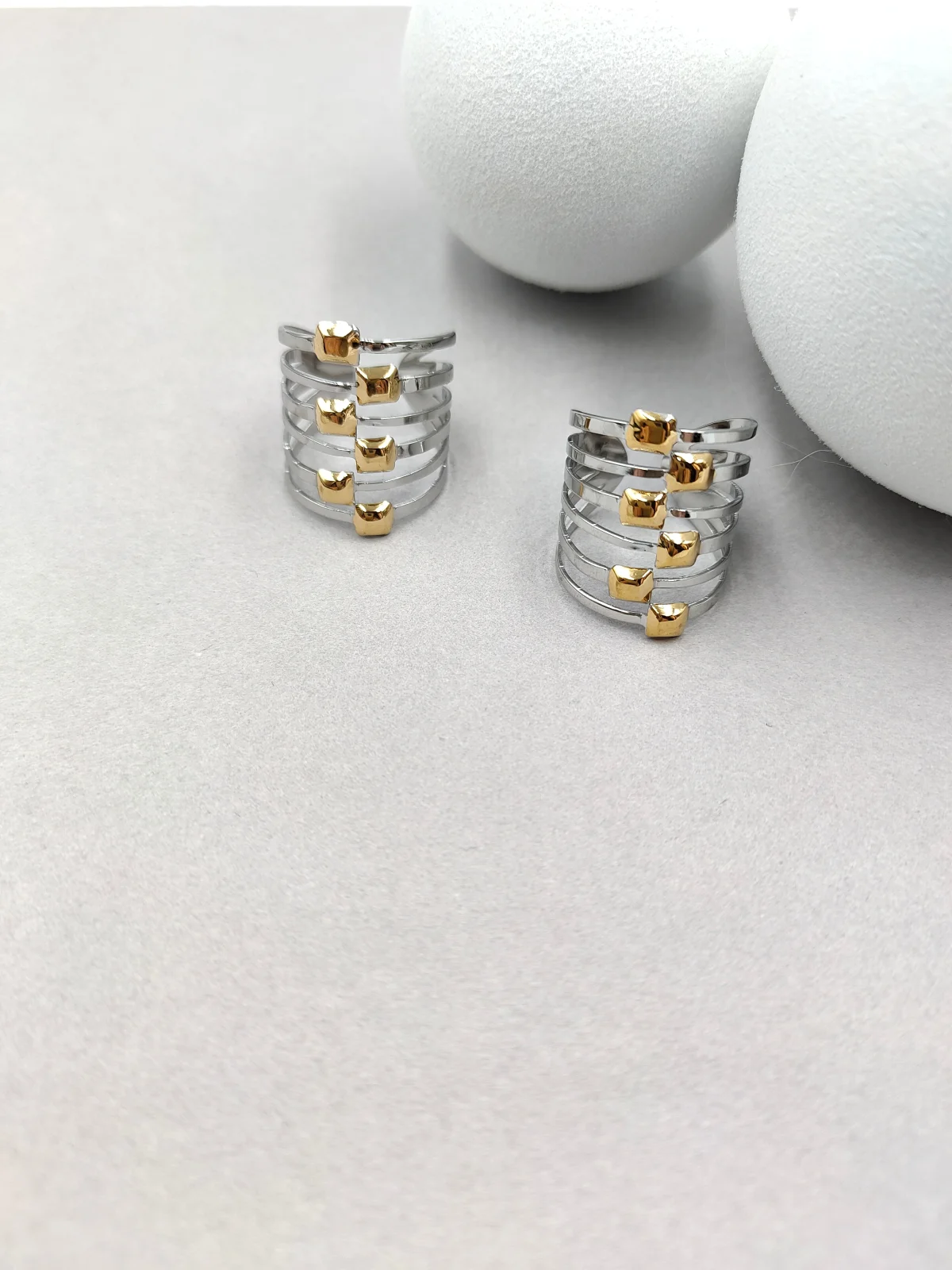 Stainless Steel Multi-Strand Two-Tone Ring by Magis Handmade Jewels – view 2