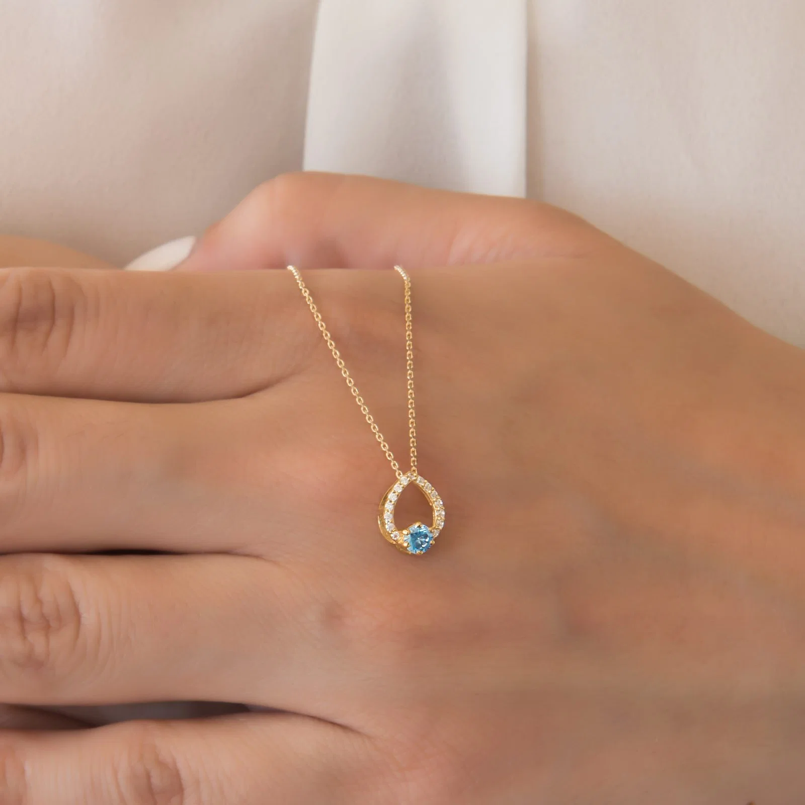 Teardrop Pear Gemstone Necklace — additional product image 3 from AntEva Crafts