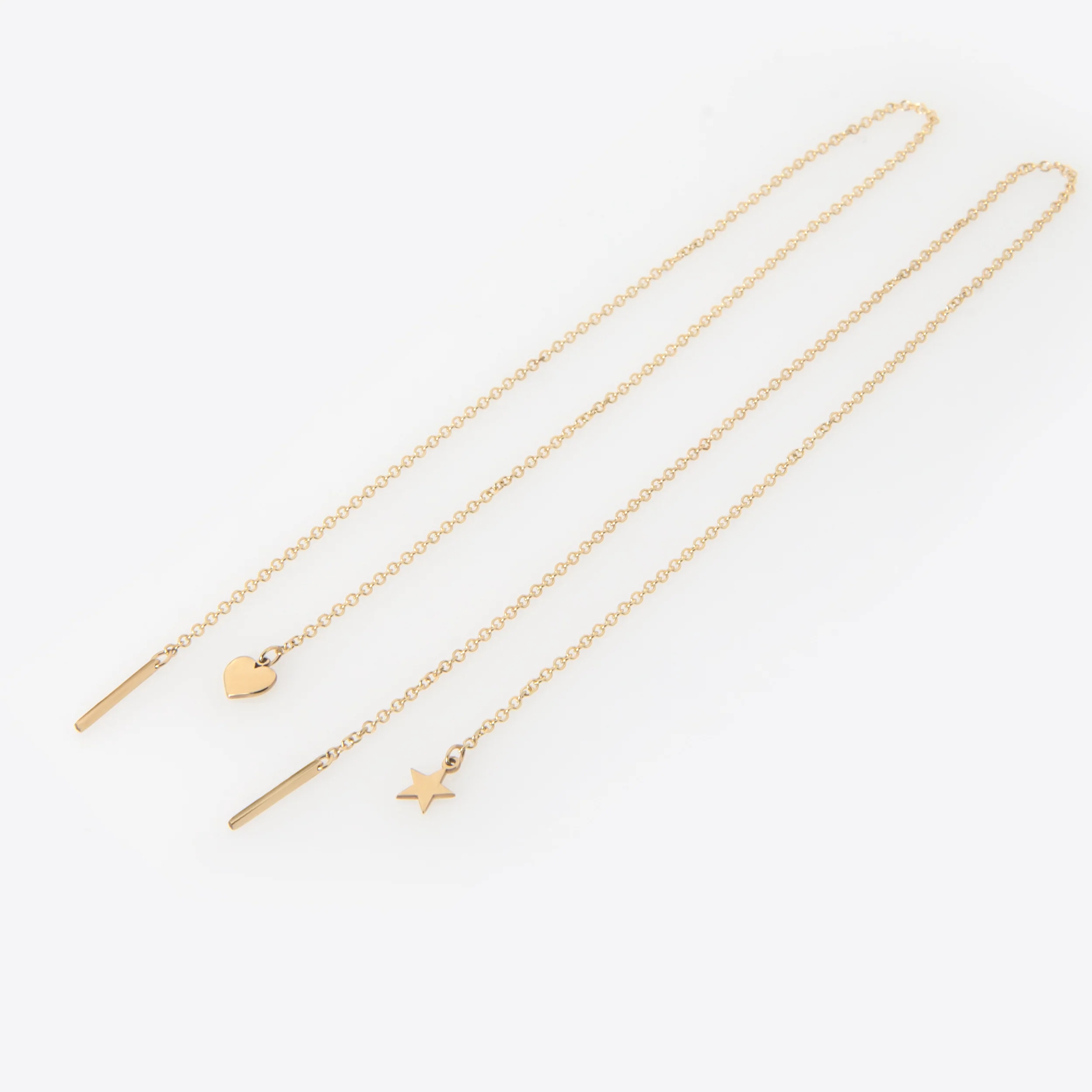 Threader Chain Earrings with Heart Charm — additional product image 5 from AntEva Crafts