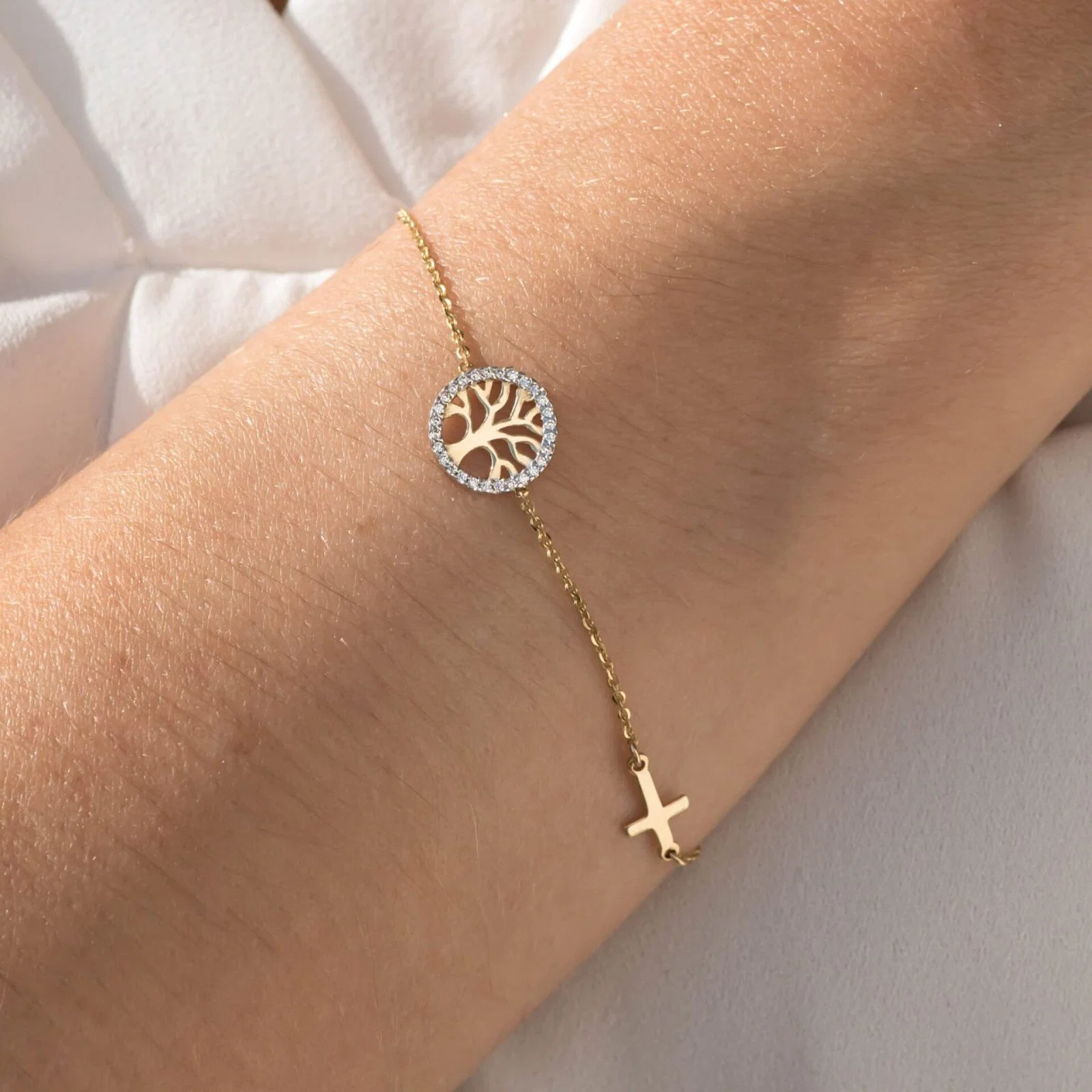 Tree of Life Chain Bracelet with Cross — additional product image 4 from AntEva Crafts